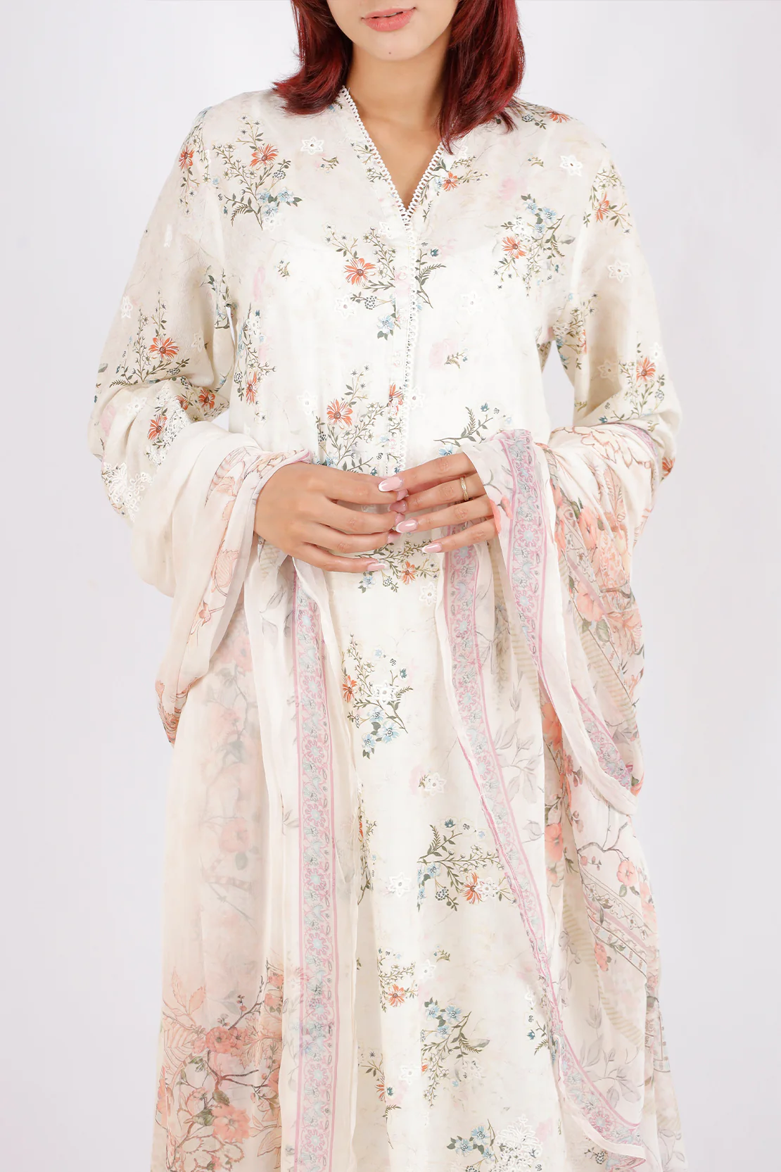 Luxury Pret Embroidered Cotton Jacquard Stitched 3 Piece - Image 4