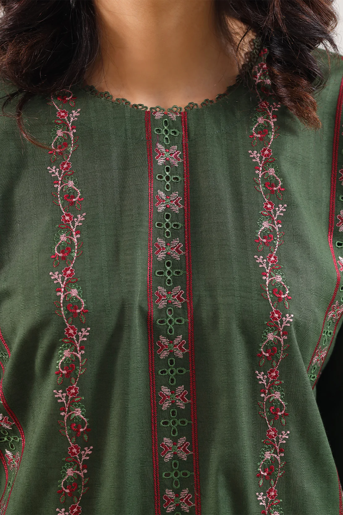 Luxury Pret Embroidered Slub Cotton Stitched 3 Piece - Image 4