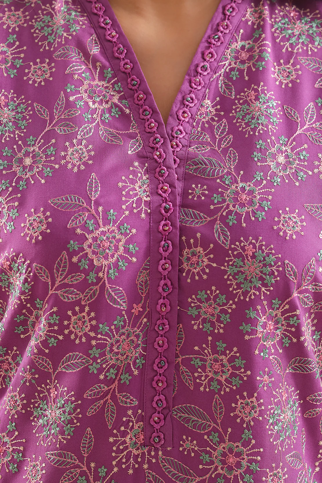 Luxury Pret Embroidered Cotton Viscose Stitched 2 Piece Shirt/Trouser - Image 3