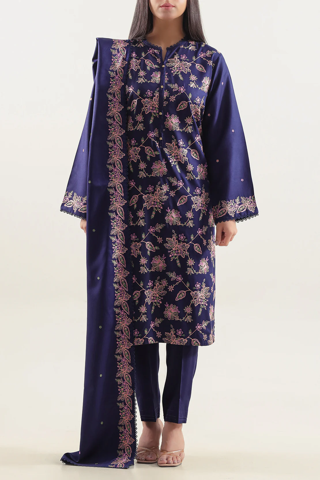 Luxury Pret Embroidered Cotton Viscose Stitched Shirt