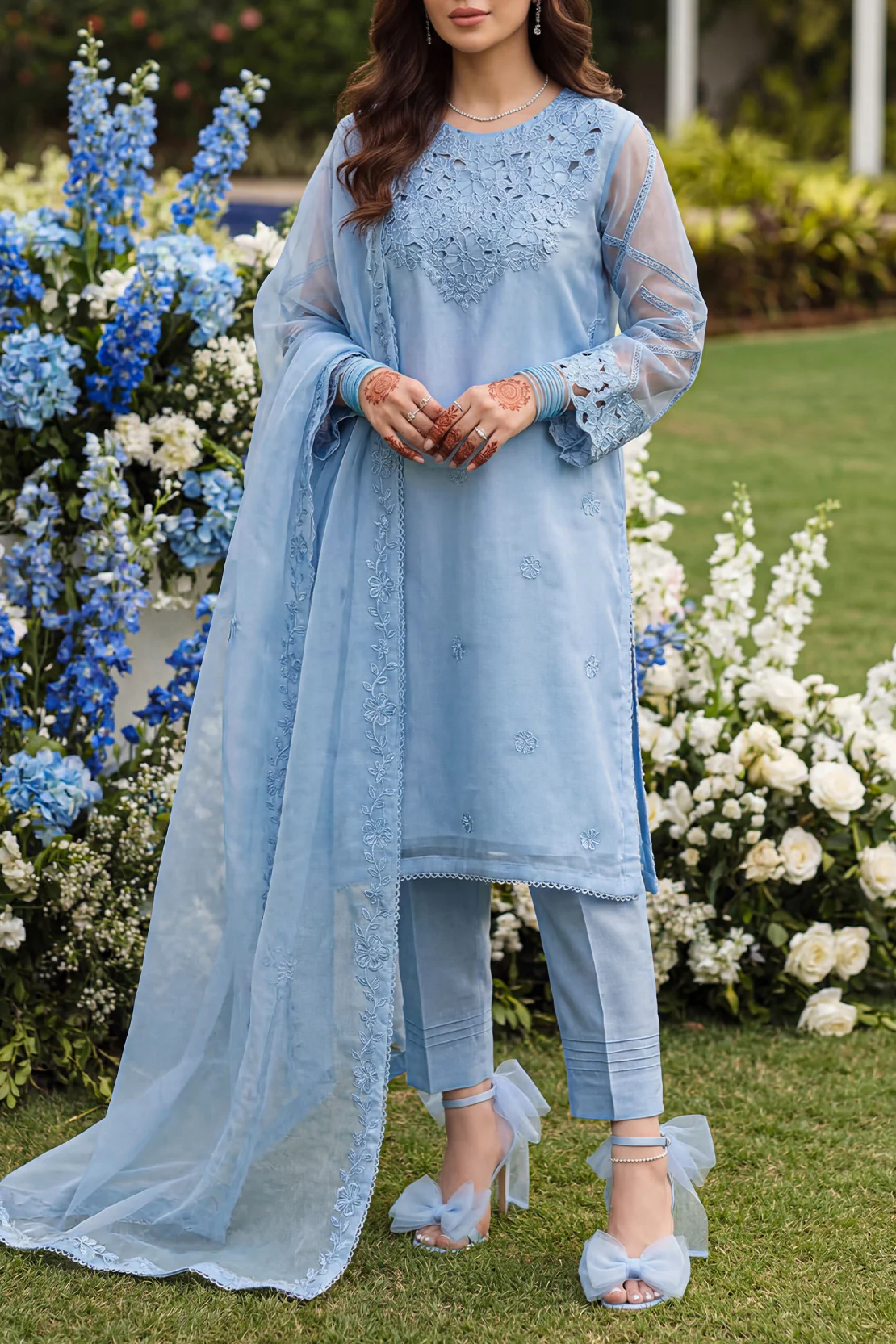 Luxury Pret Embroidered Organza Stitched 3 Piece