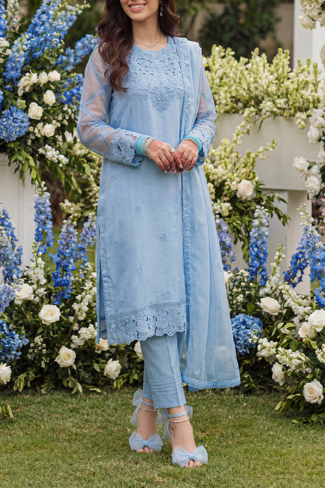 Luxury Pret Embroidered Organza Stitched 3 Piece - Image 3