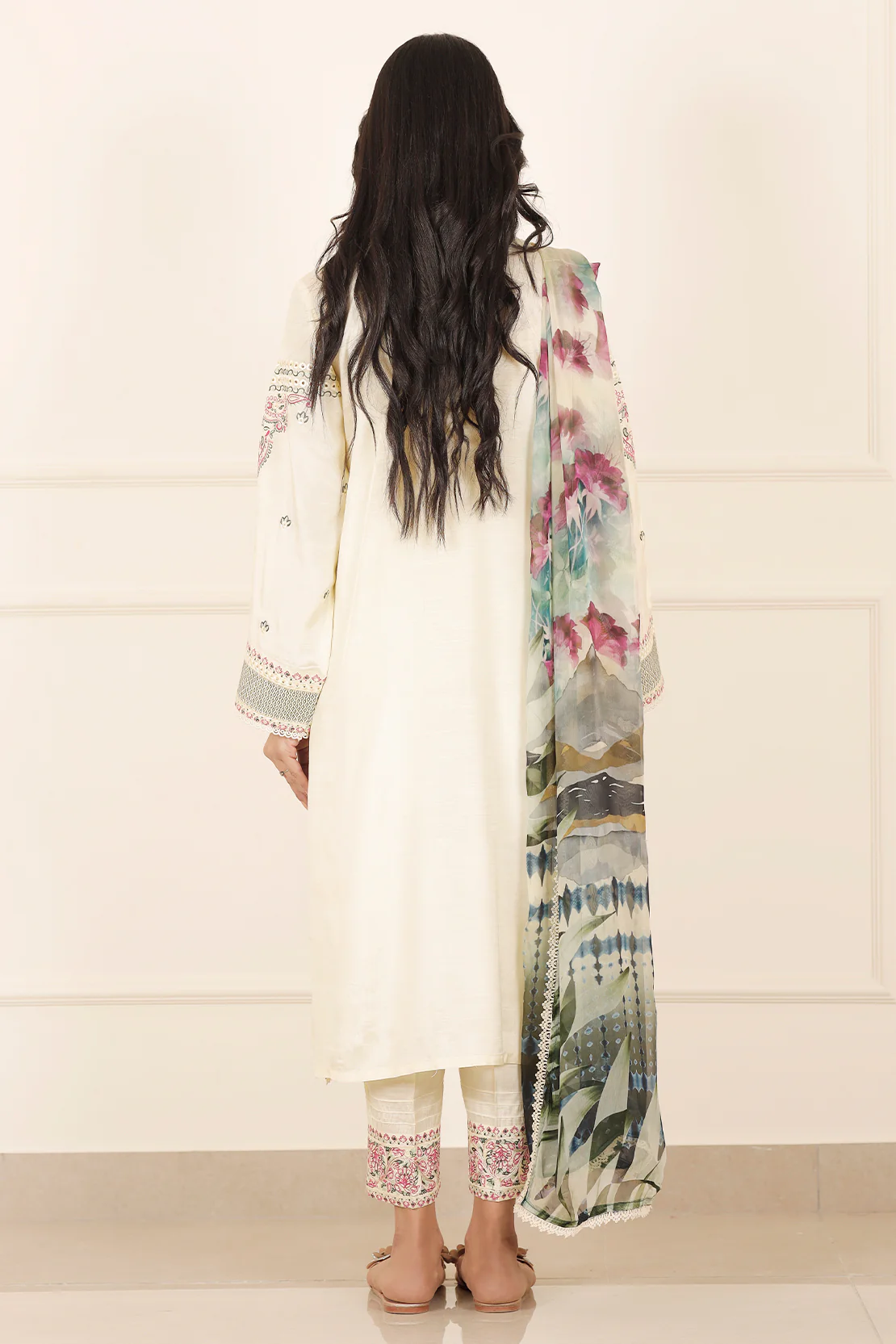 Luxury Pret Embroidered Raw Silk Stitched 2 Piece (Shirt/Trouser) - Image 3