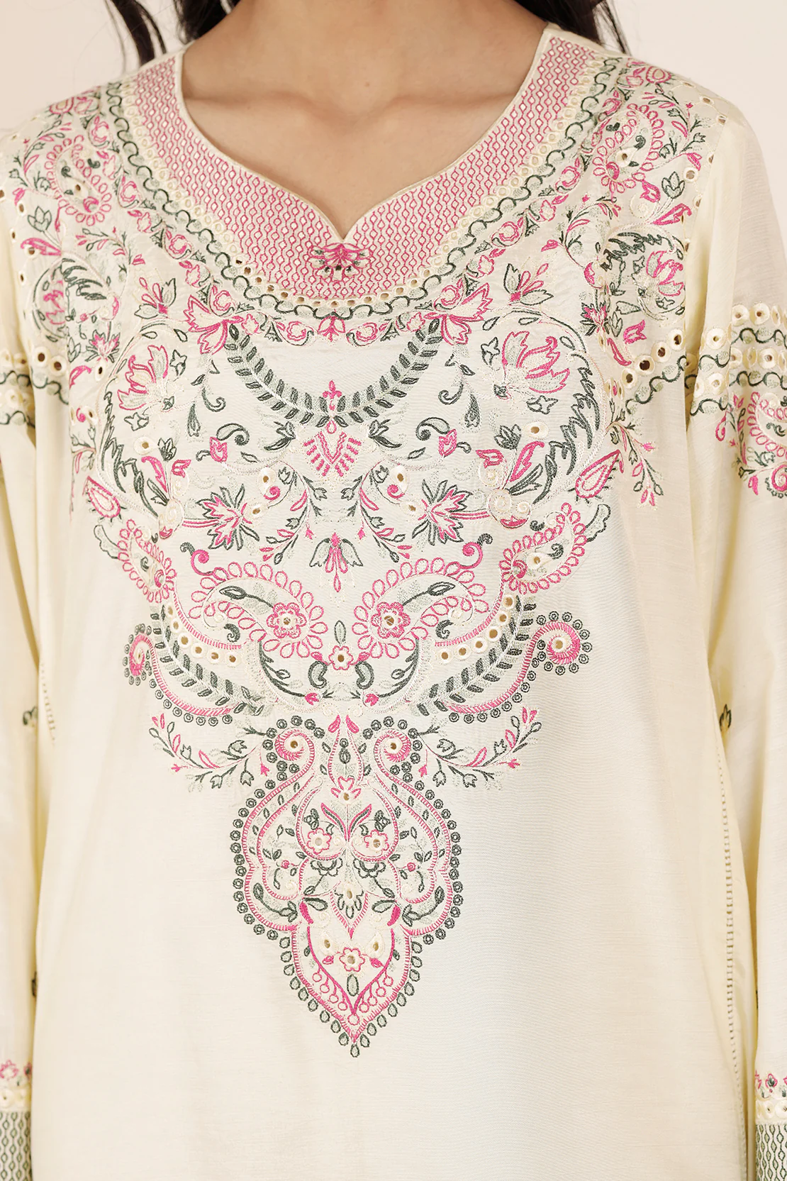 Luxury Pret Embroidered Raw Silk Stitched 2 Piece (Shirt/Trouser) - Image 4