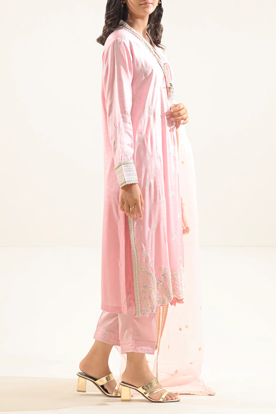 Luxury Pret Embroidered Raw Silk Stitched 3 Piece - Image 2
