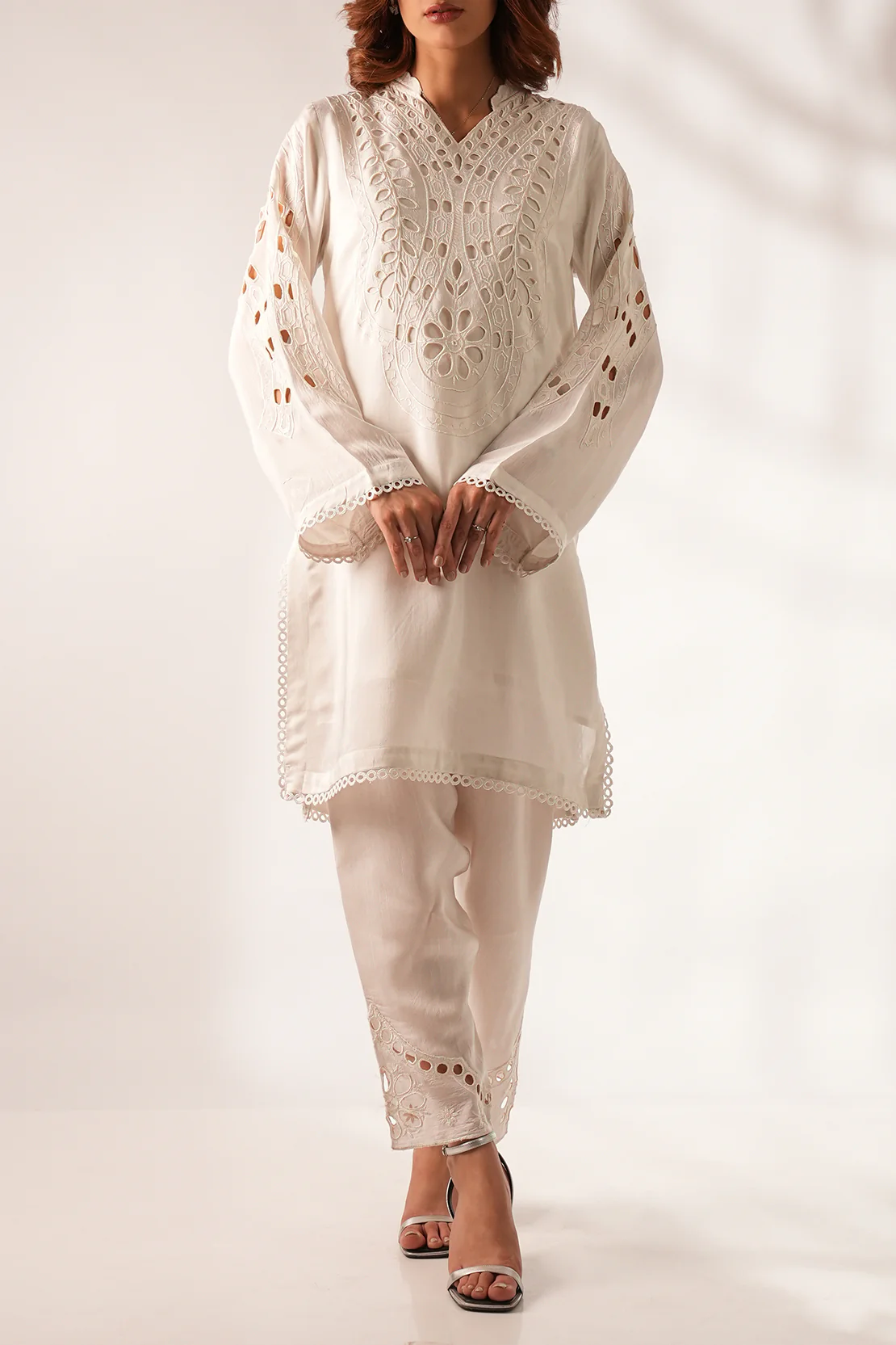 Luxury Embroidered Raw Silk Stitched Shirt Trouser - Image 6