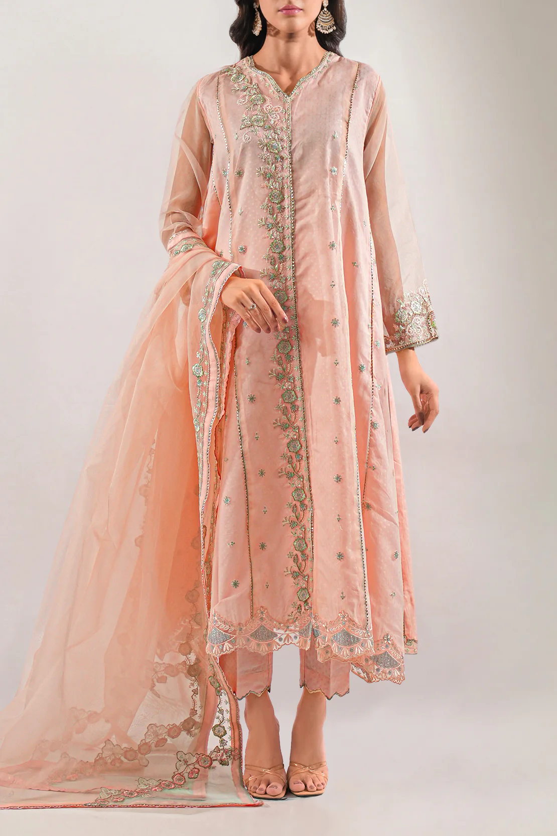 Luxury Pret Embroidered Self Jacquard Stitched 3 Piece