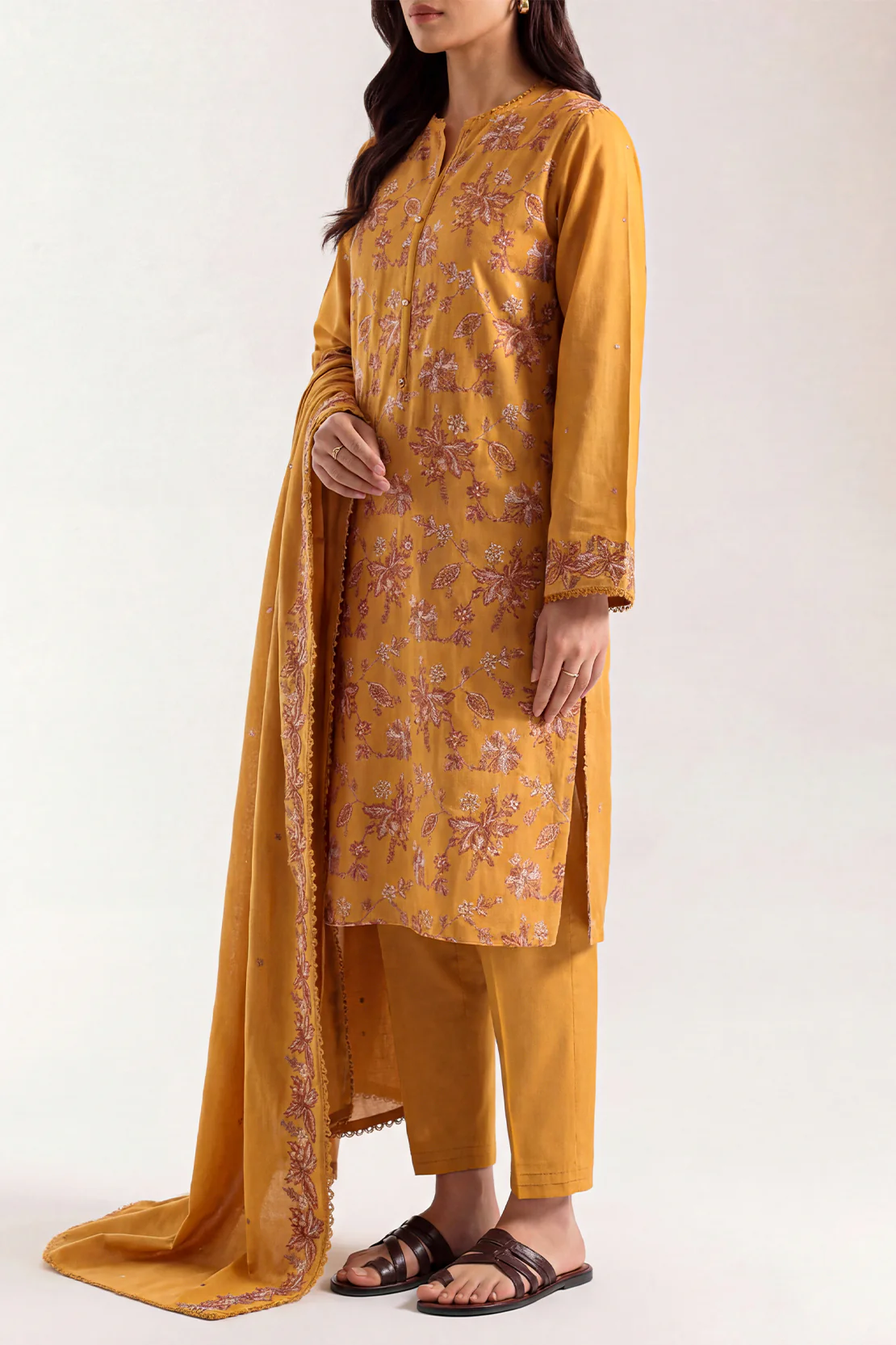 Luxury Pret Embroidered Soft Touch Cotton Stitched 3 Piece