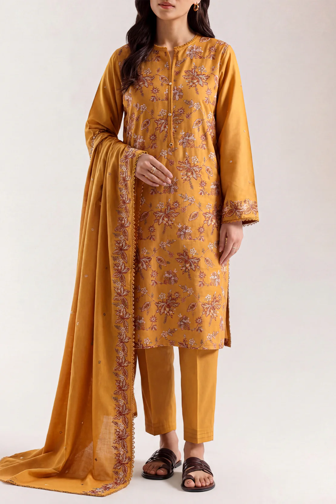 Luxury Pret Embroidered Soft Touch Cotton Stitched 3 Piece - Image 2
