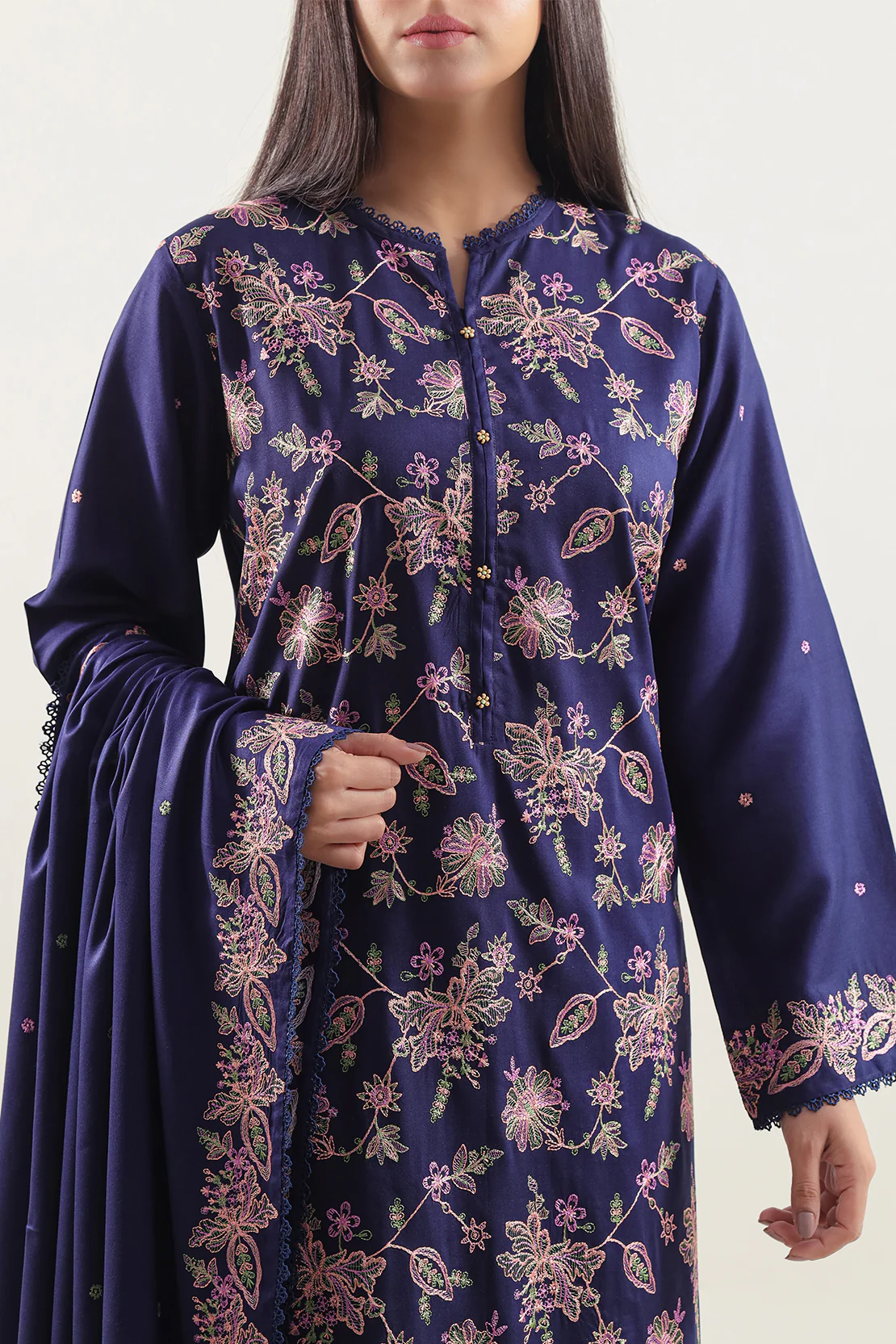 Luxury Pret Embroidered Soft Touch Cotton Stitched 3 Piece - Image 2