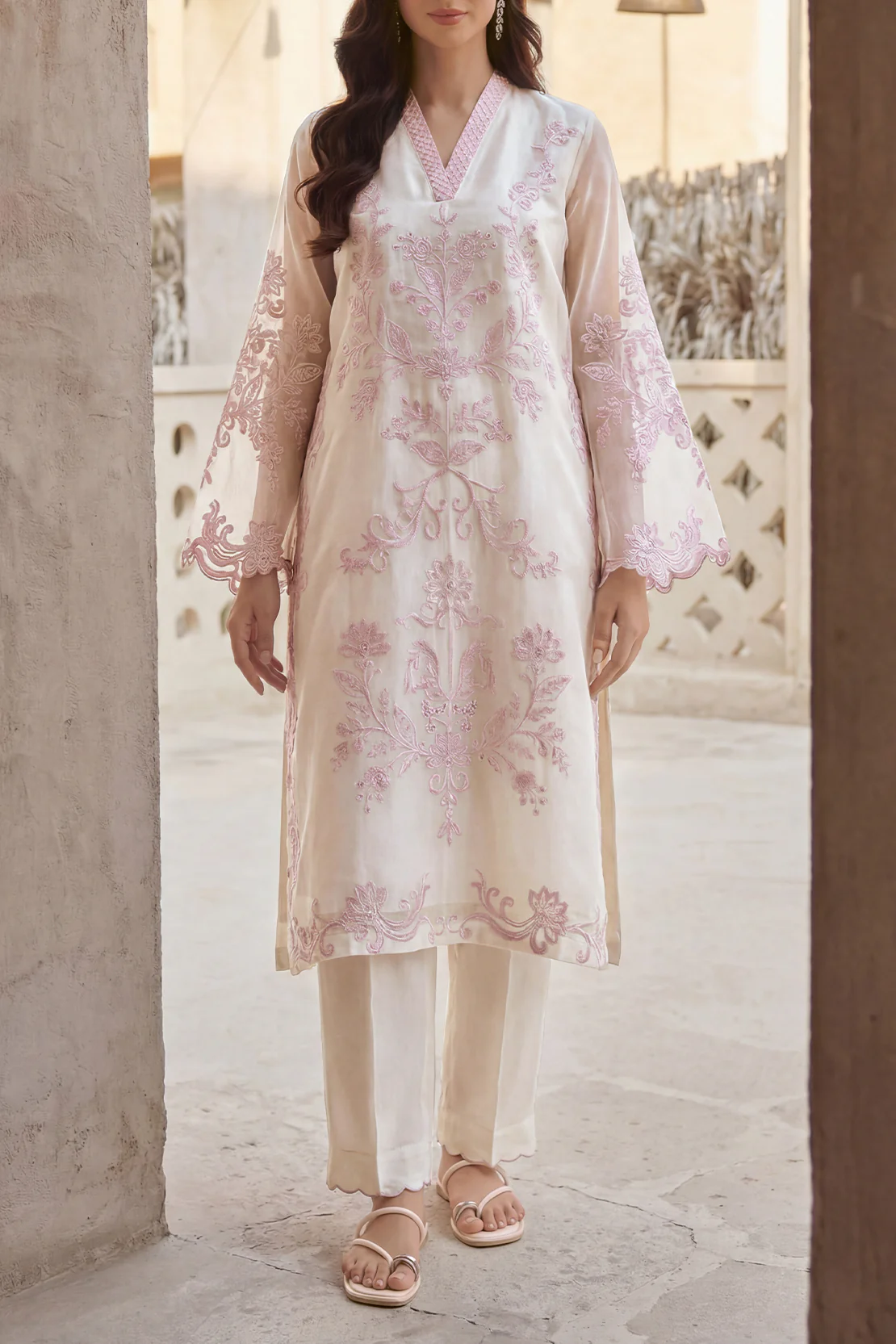 Luxury Pret Embroidered Stitched Organza 2 Piece (Shirt/Trouser)