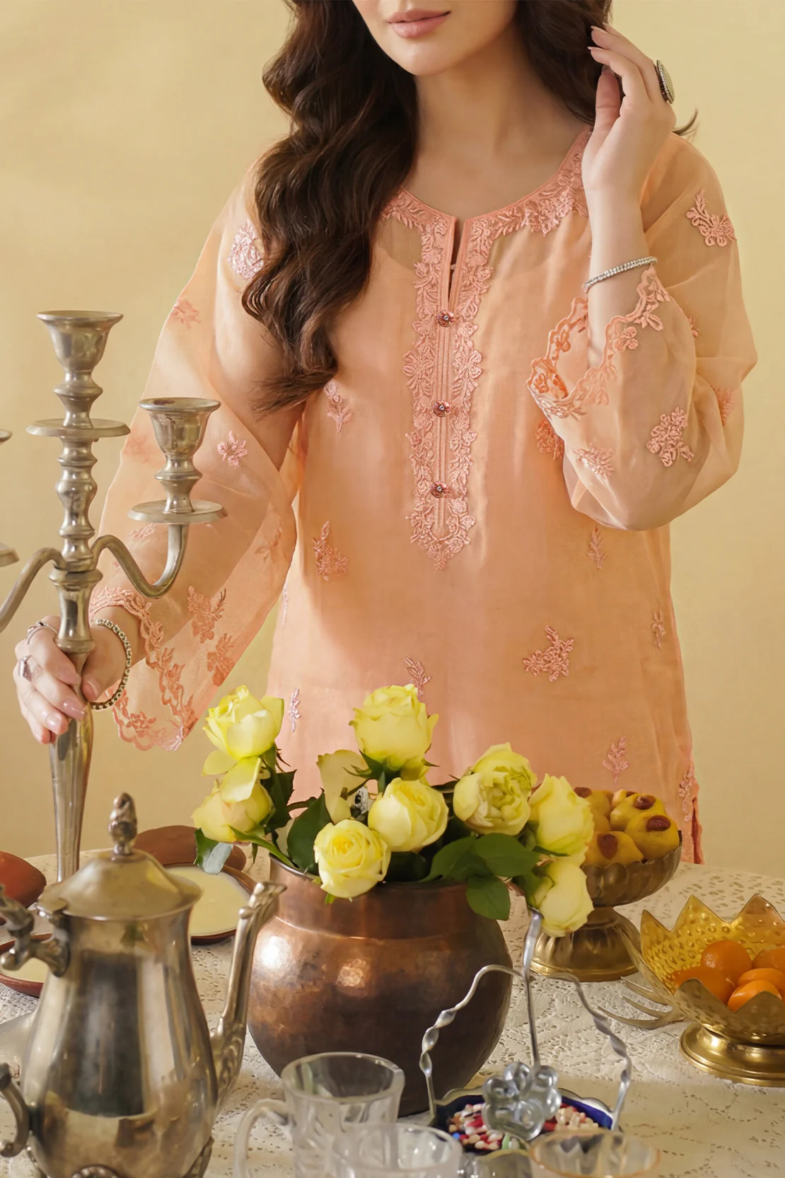 Luxury Pret Embroidered Stitched Organza 2 Piece (Shirt/Trouser) - Image 5