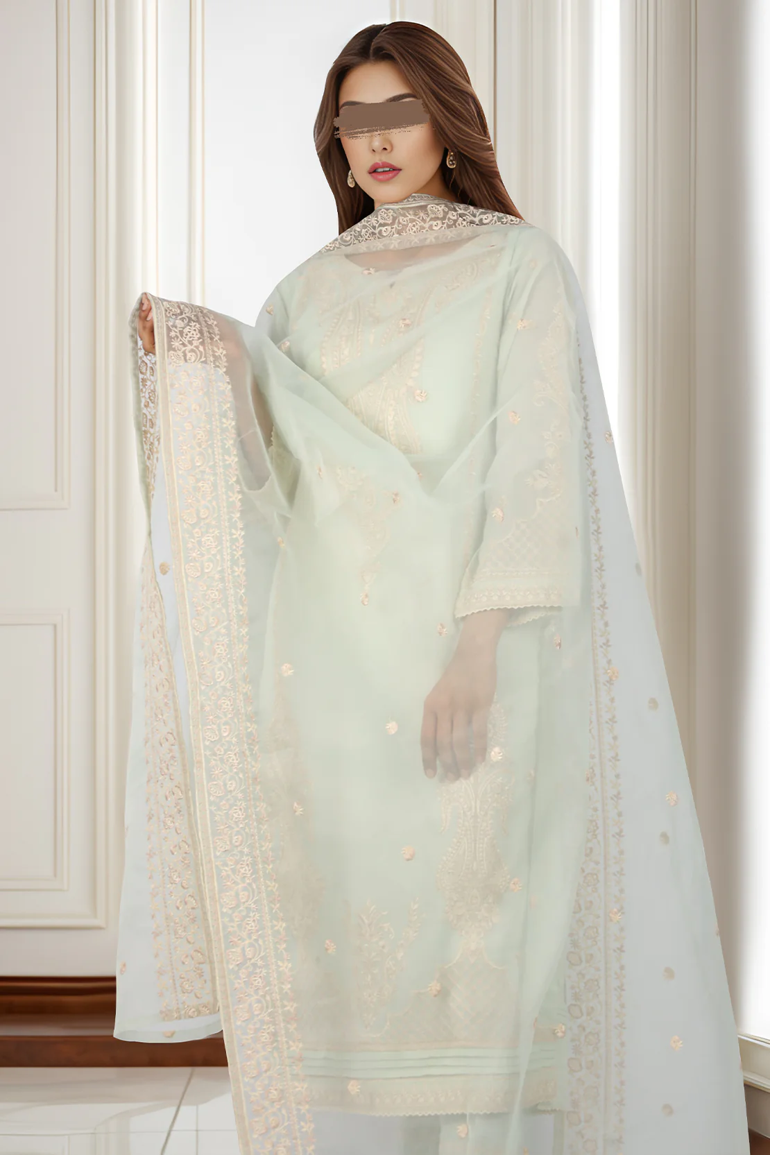 Organza Embroidered dupatta - Image 3
