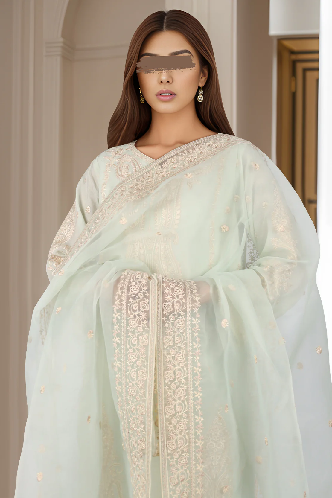 Organza Embroidered dupatta - Image 4