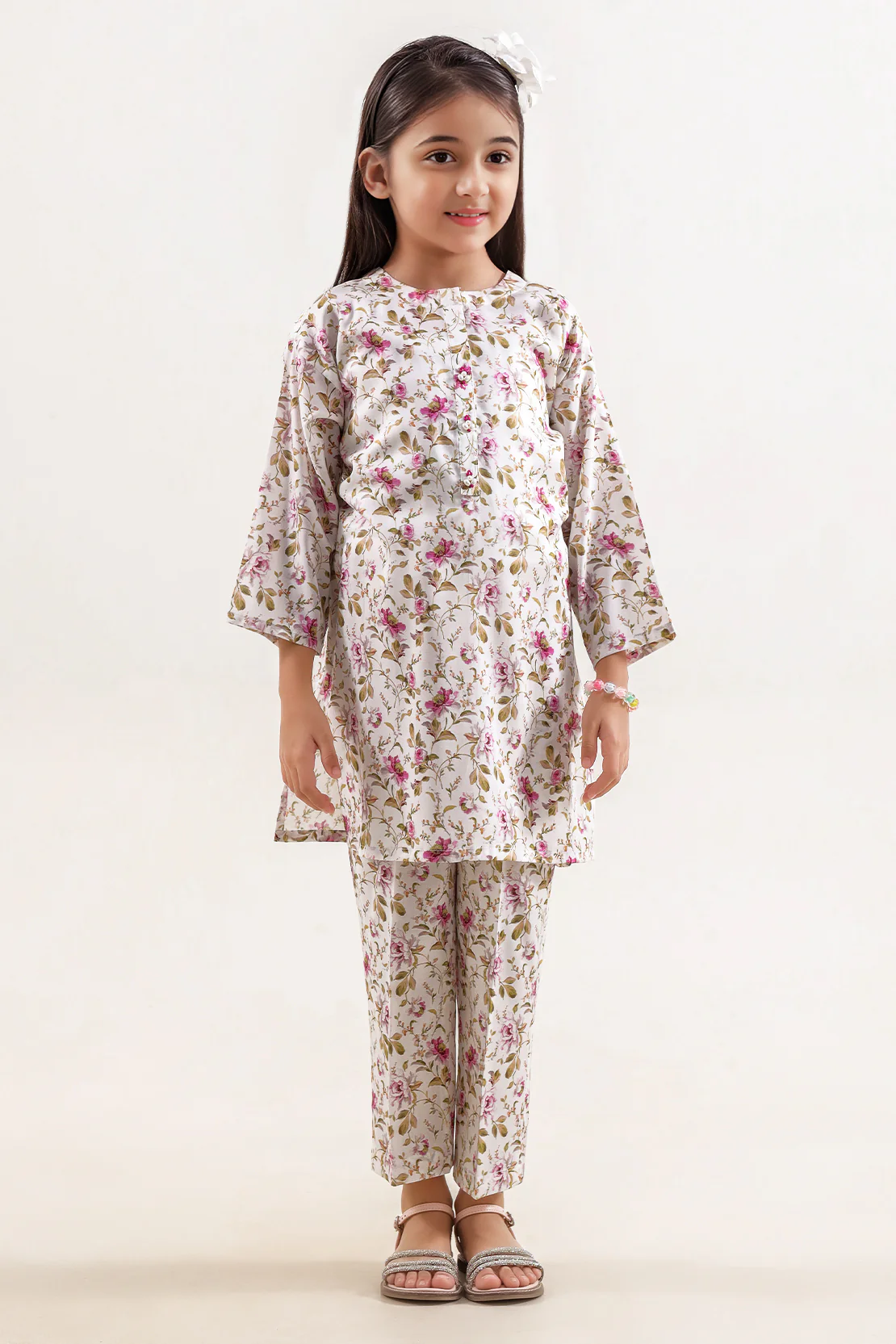 Printed Arabic Lawn Stitched 2 Piece (Shirt/Trouser)  For Kids