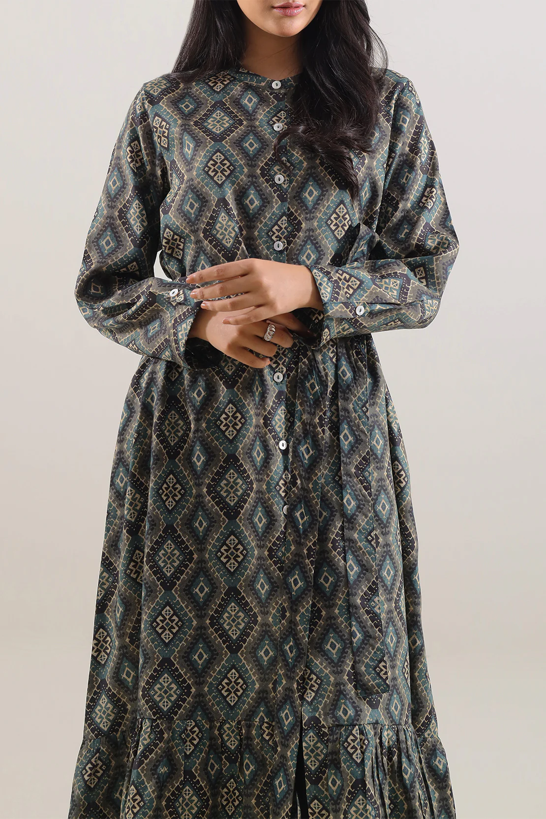 Printed Arabic Lawn Stitched Dress - Image 2
