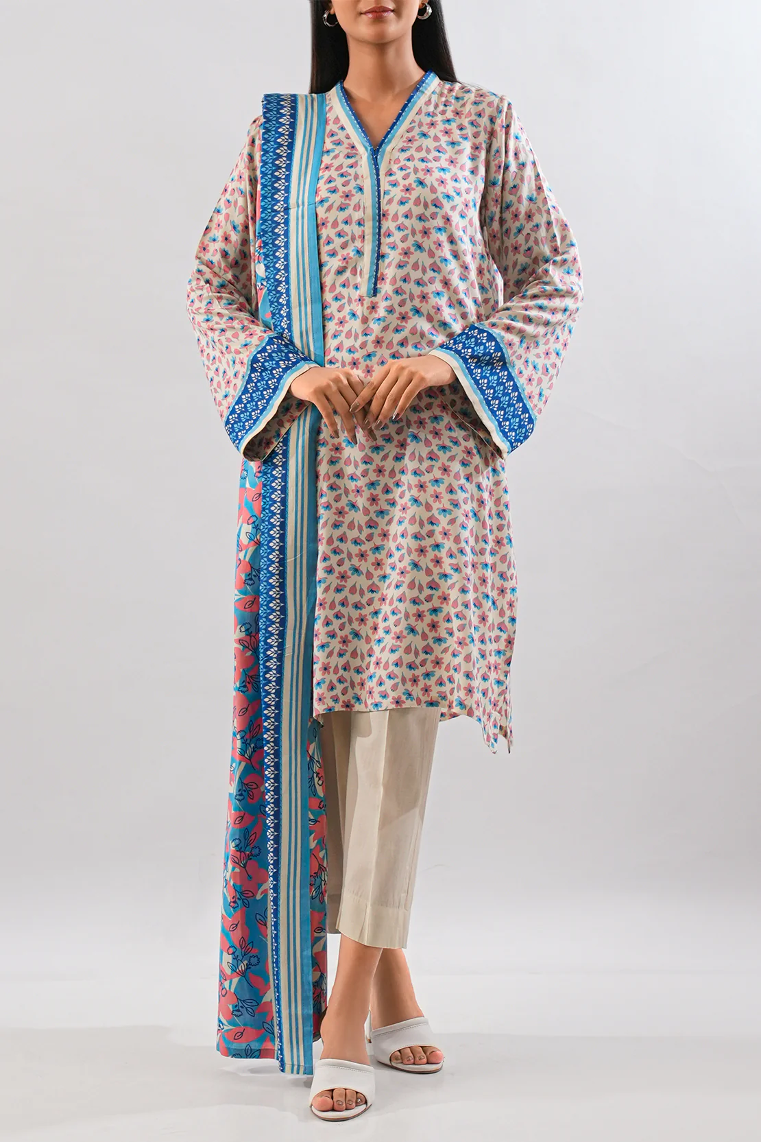 Printed Arabic Linen Stitched 3 Piece
