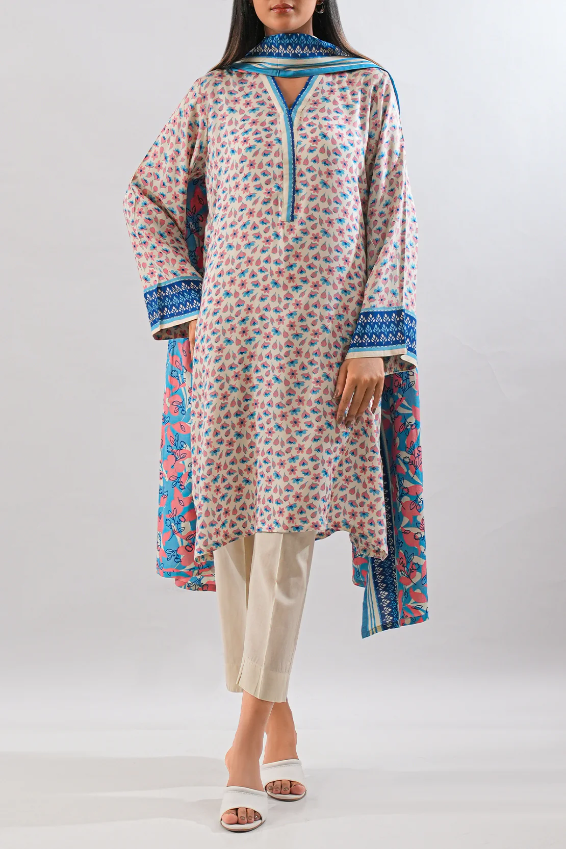 Printed Arabic Linen Stitched 3 Piece - Image 3