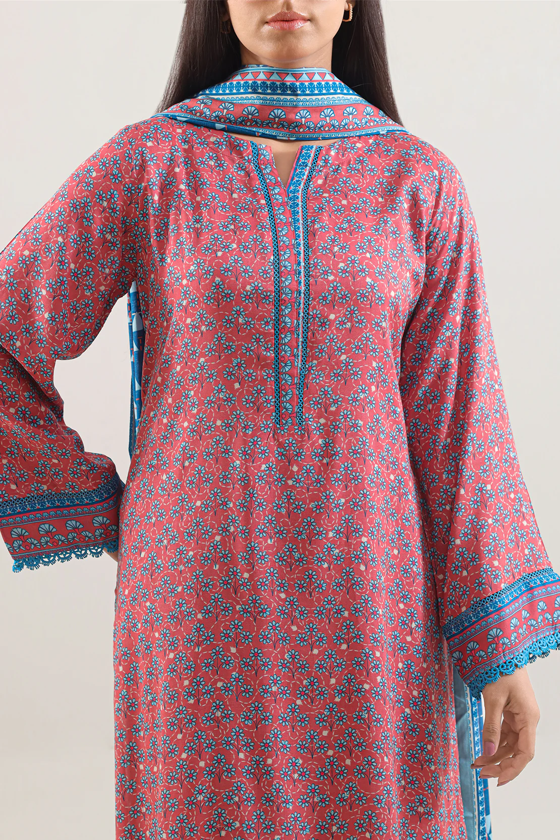 Printed Arabic Linen Stitched 3 Piece - Image 2
