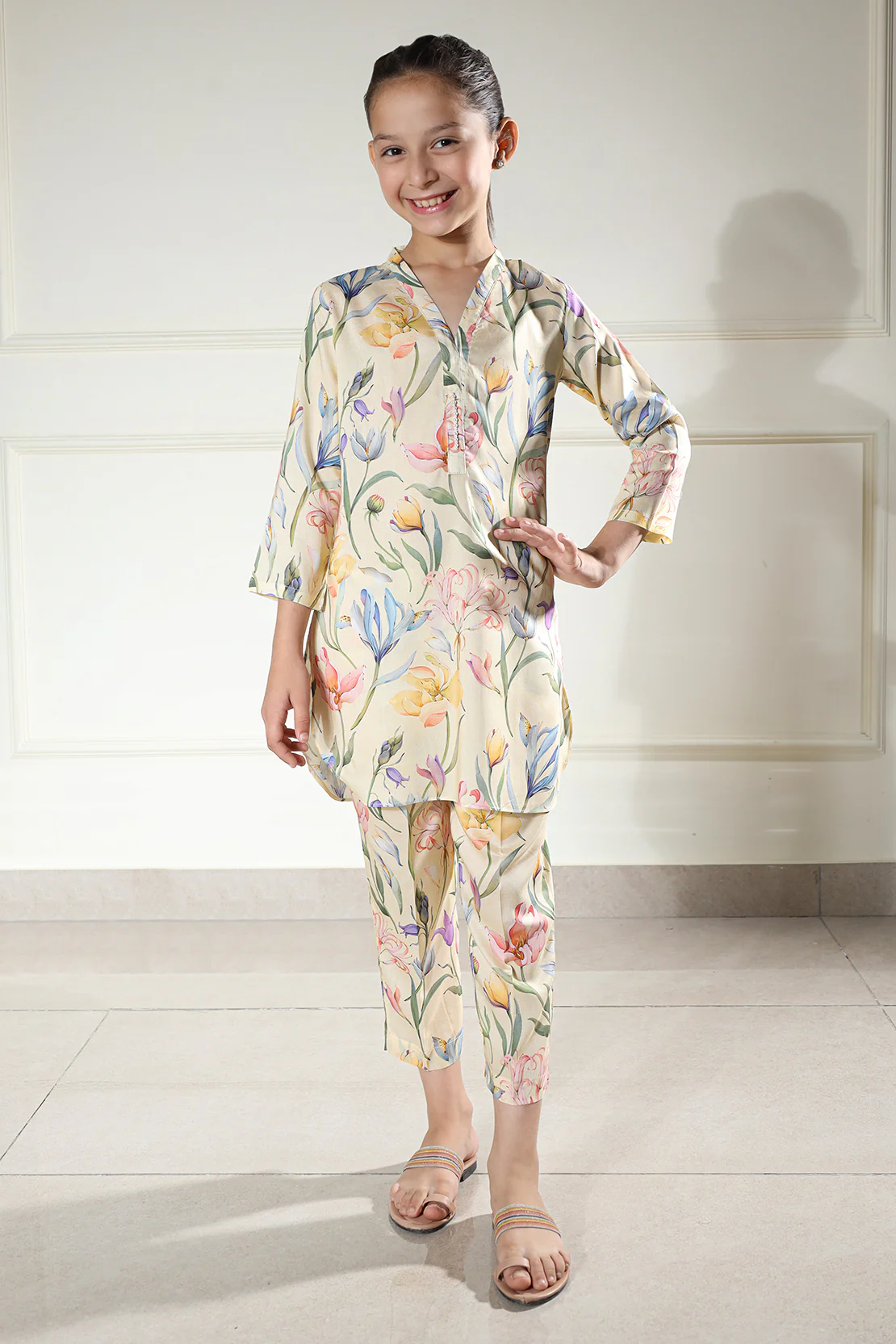 Printed Arabic Premium Lawn Stitched 2 Piece (Shirt/Trouser)  For Kids - Image 2