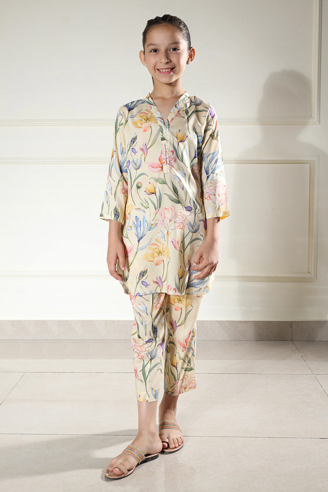 Printed Arabic Premium Lawn Stitched 2 Piece (Shirt/Trouser)  For Kids - Image 3