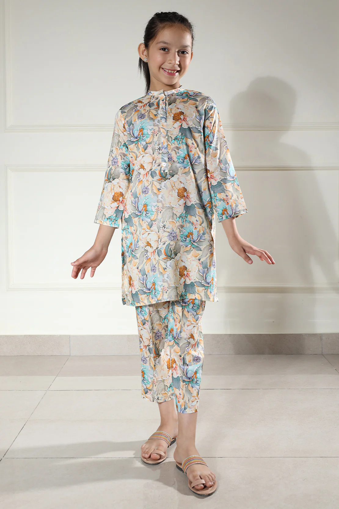 Printed Arabic Premium Lawn Stitched Shirt For Kids - Image 2