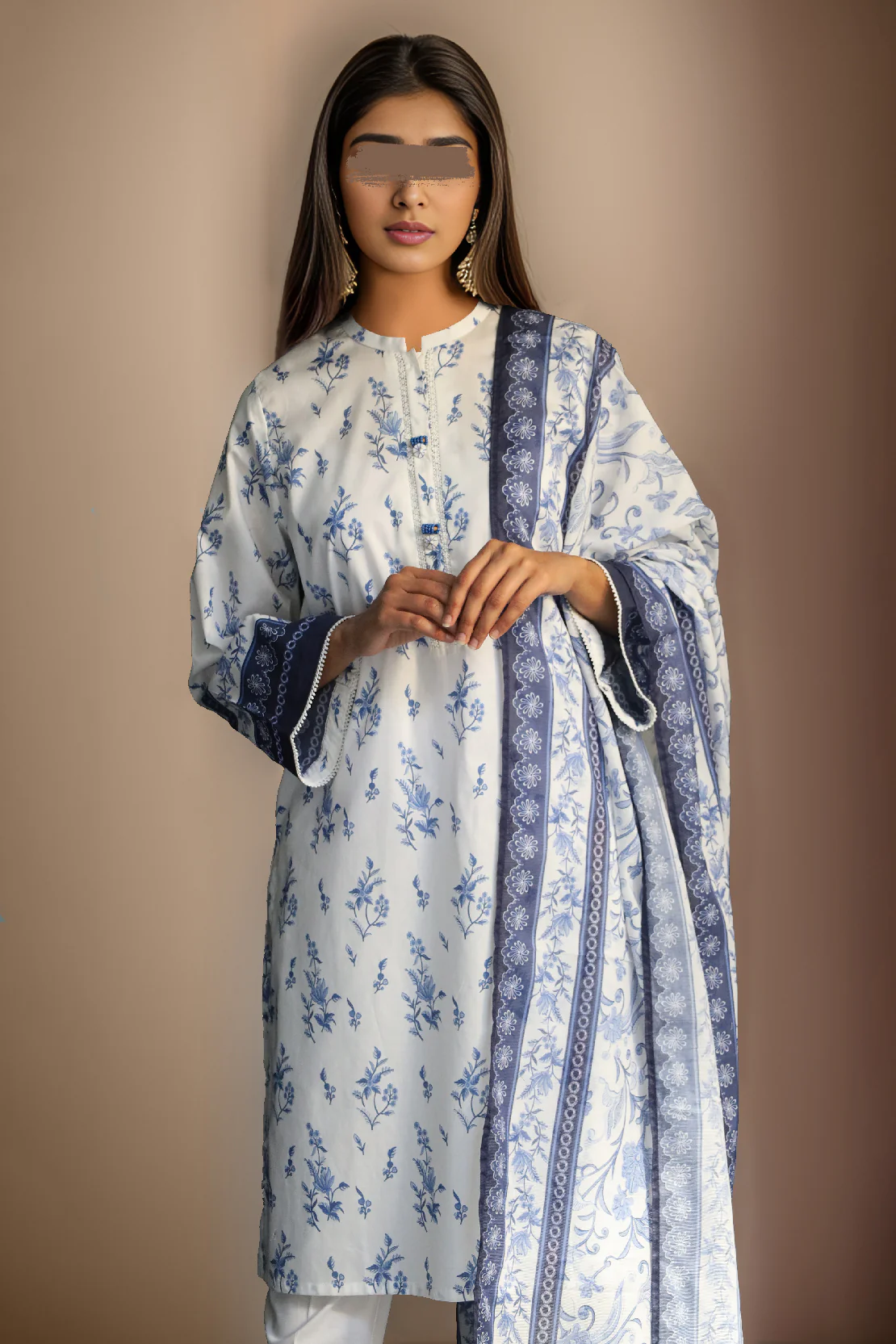 Printed Cambric Stitched 3 Piece - Image 2