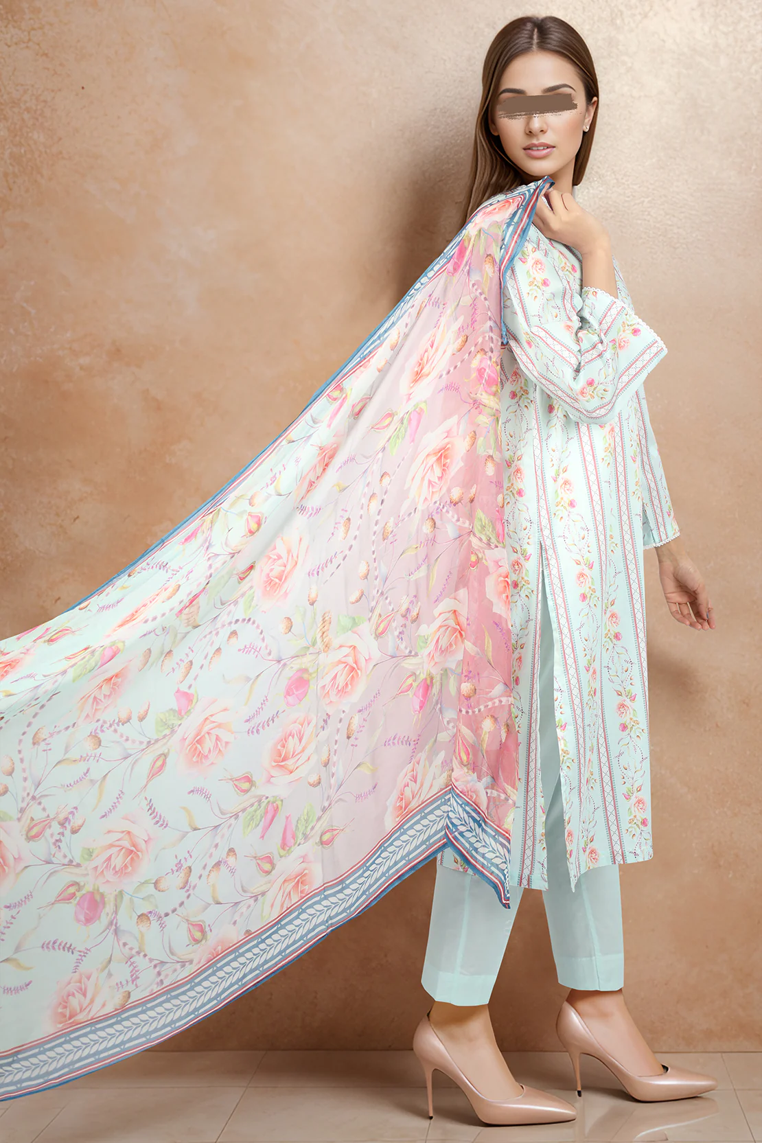 Printed Cambric Stitched 3 Piece - Image 2