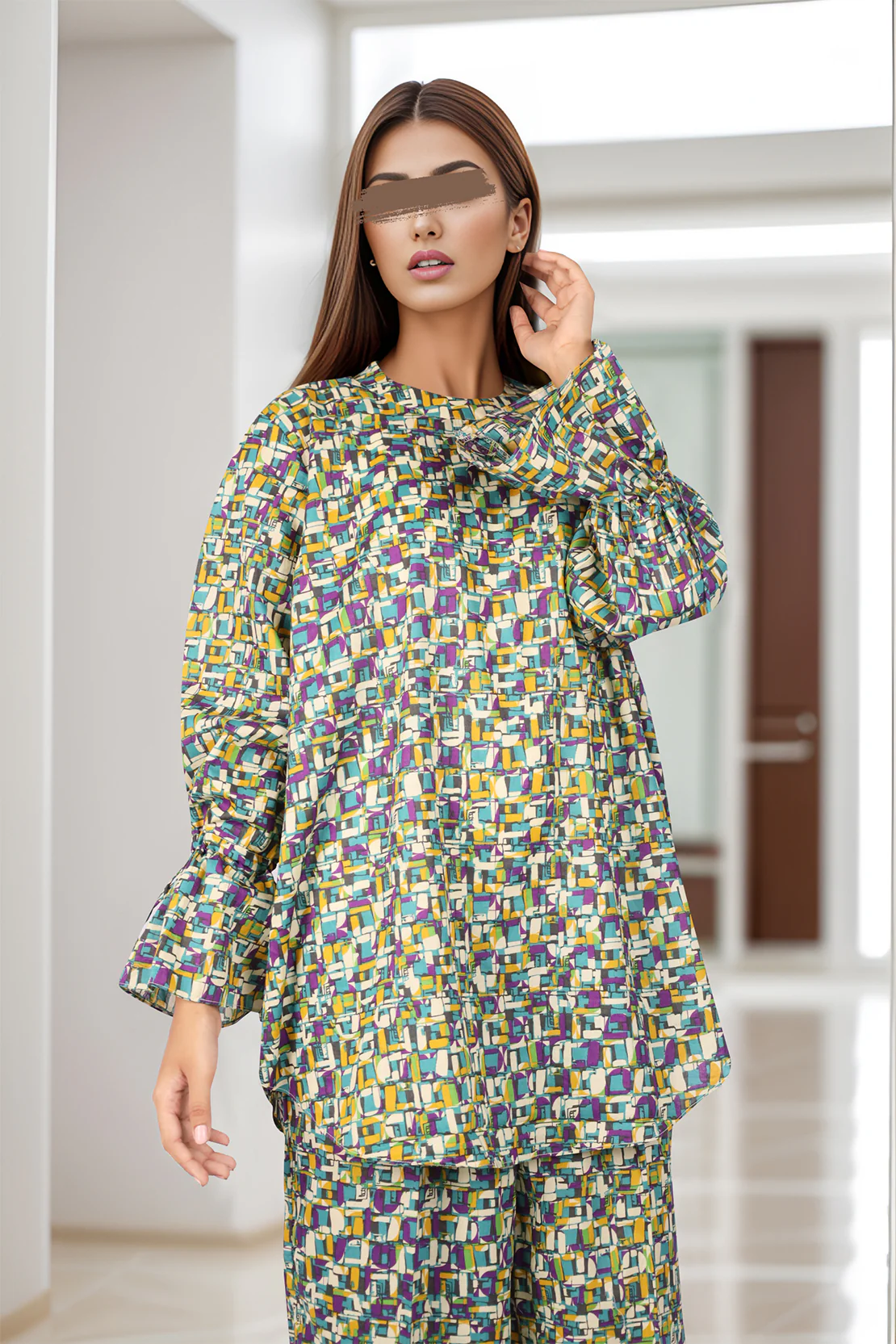 Printed Cambric Stitched Shirt - Image 3