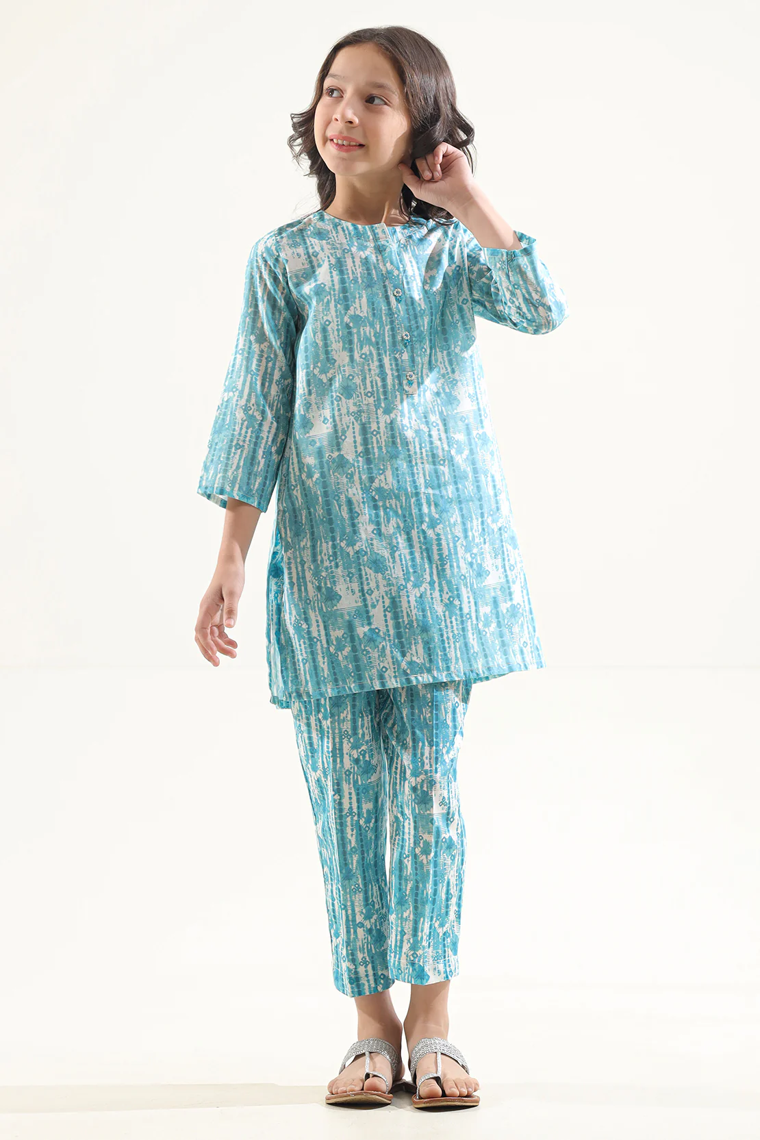 Printed Cambric Stitched Shirt/Trouser For Kids - Image 2