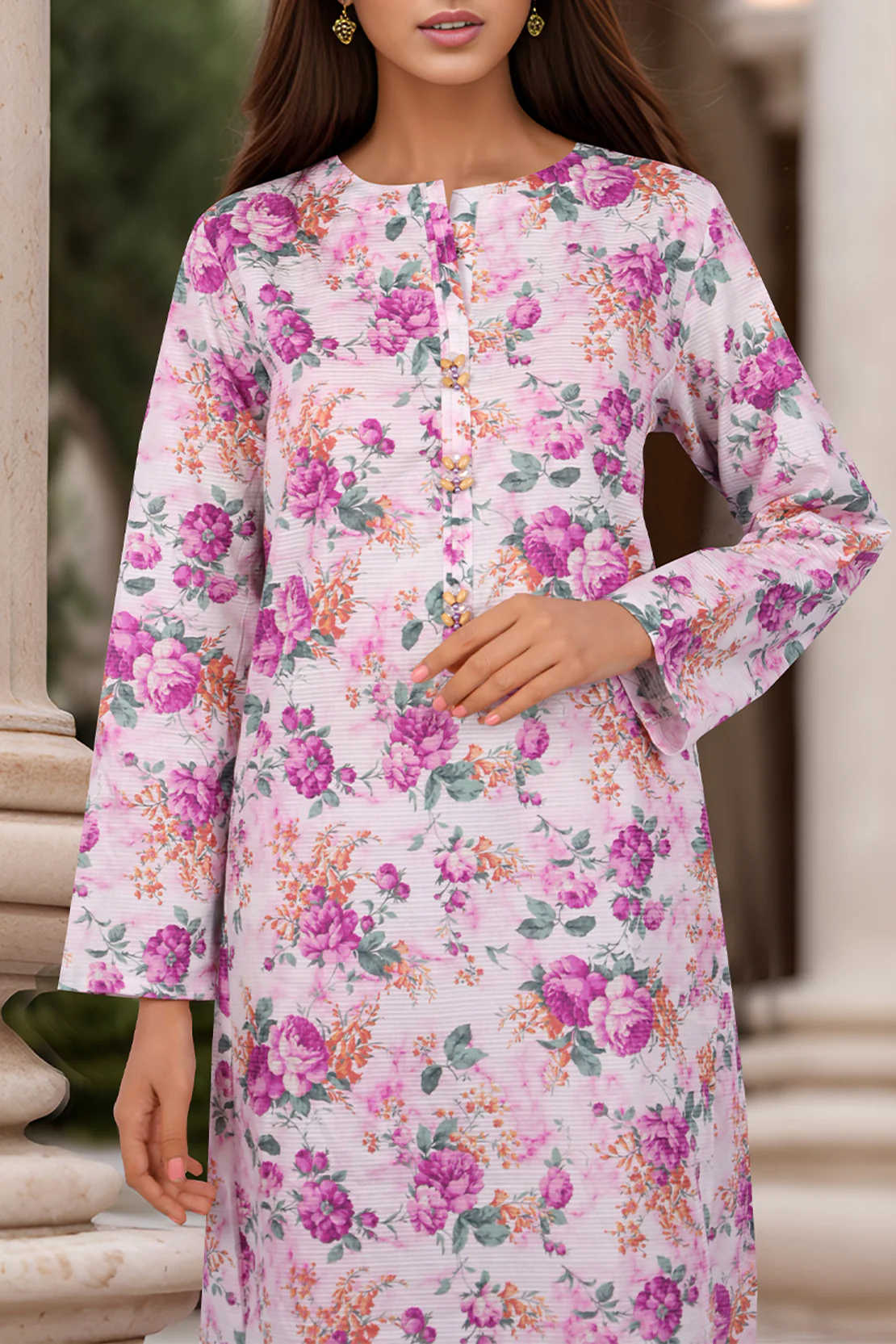 Printed Cambric Stitched Shirt - Image 2