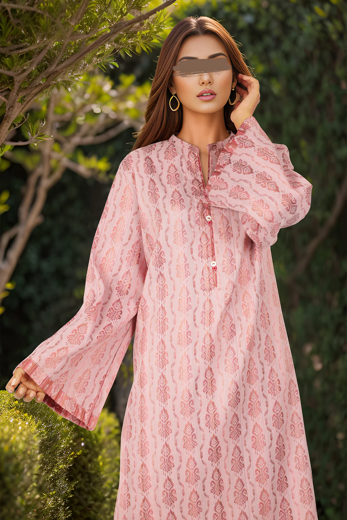 Printed Cotton jacquard Stitched Shirt - Image 3