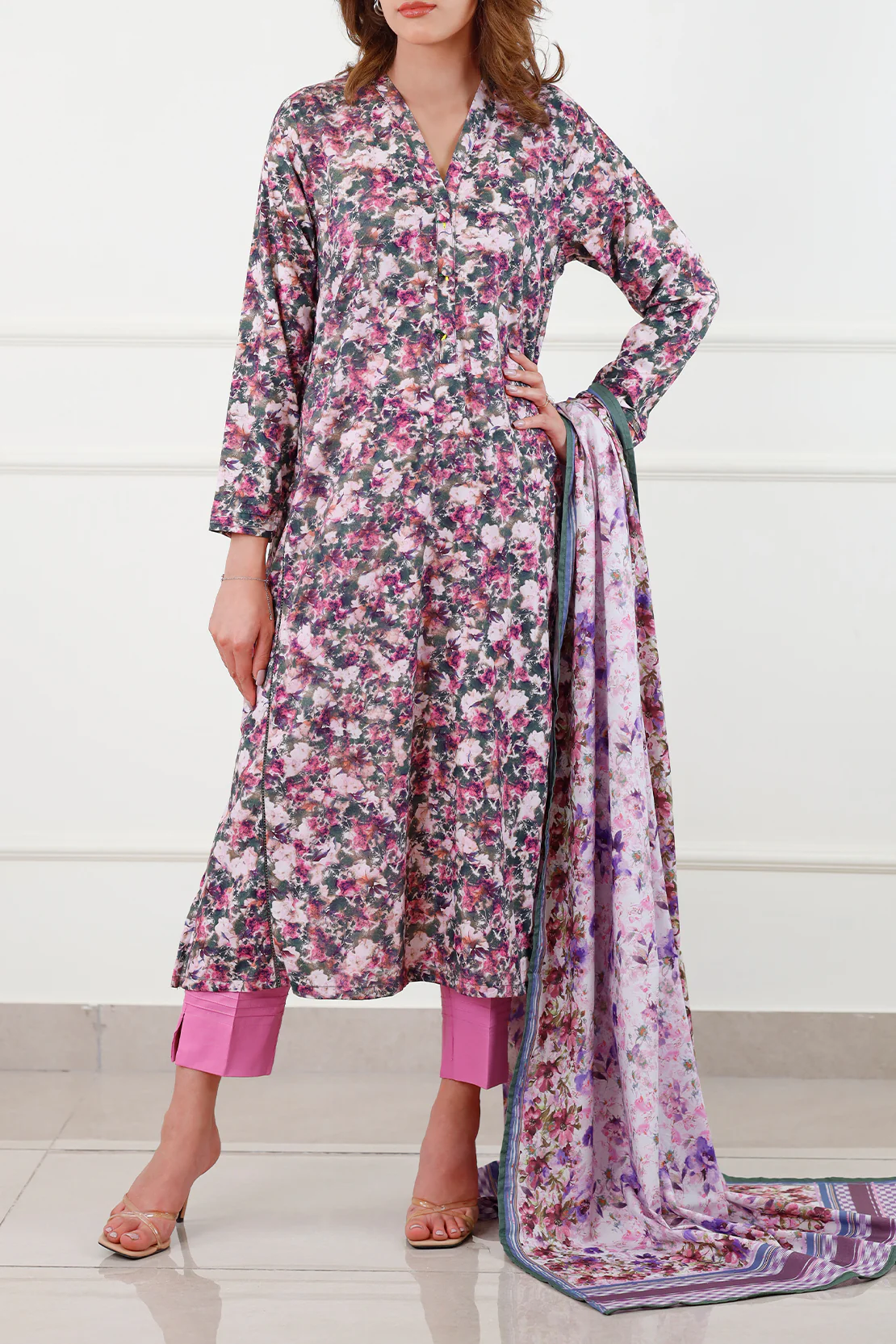 Printed Soft Cotton Stitched 3 Piece - Image 5