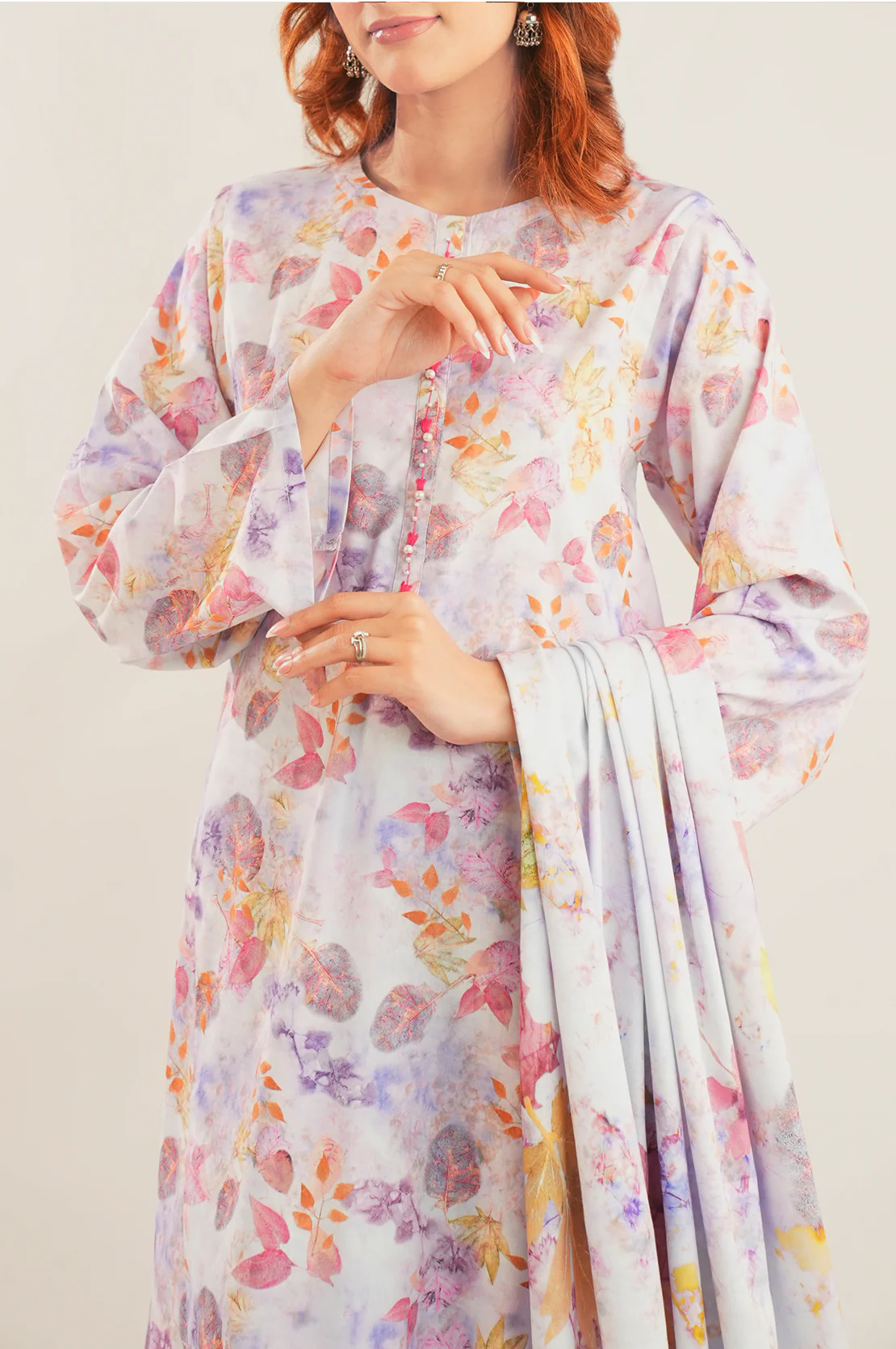Printed Soft Cotton Stitched 3 Piece - Image 2