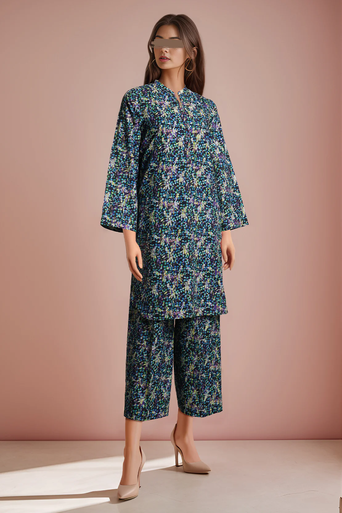 Printed Cross Hatch Stitched 2 Piece (Shirt/Trouser)