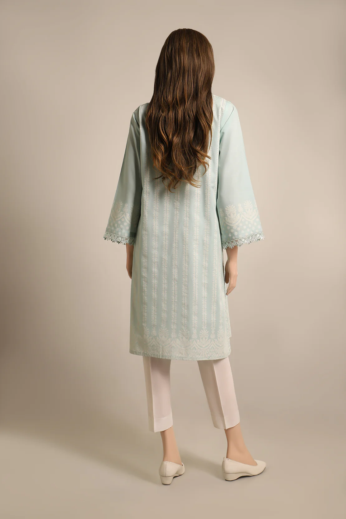 Printed Embroidered Cambric Stitched Shirt - Image 2
