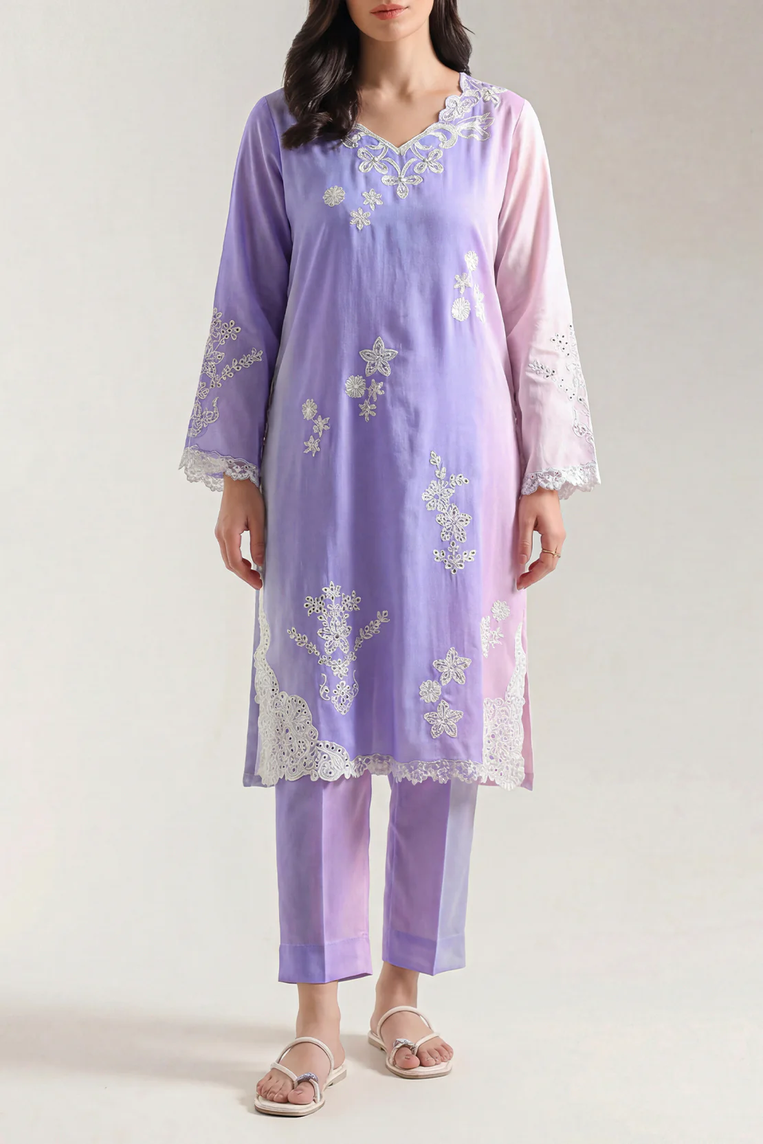 Printed Embroidered Arabic Lawn Stitched 2 Piece (Shirt/Trouser) - Image 2