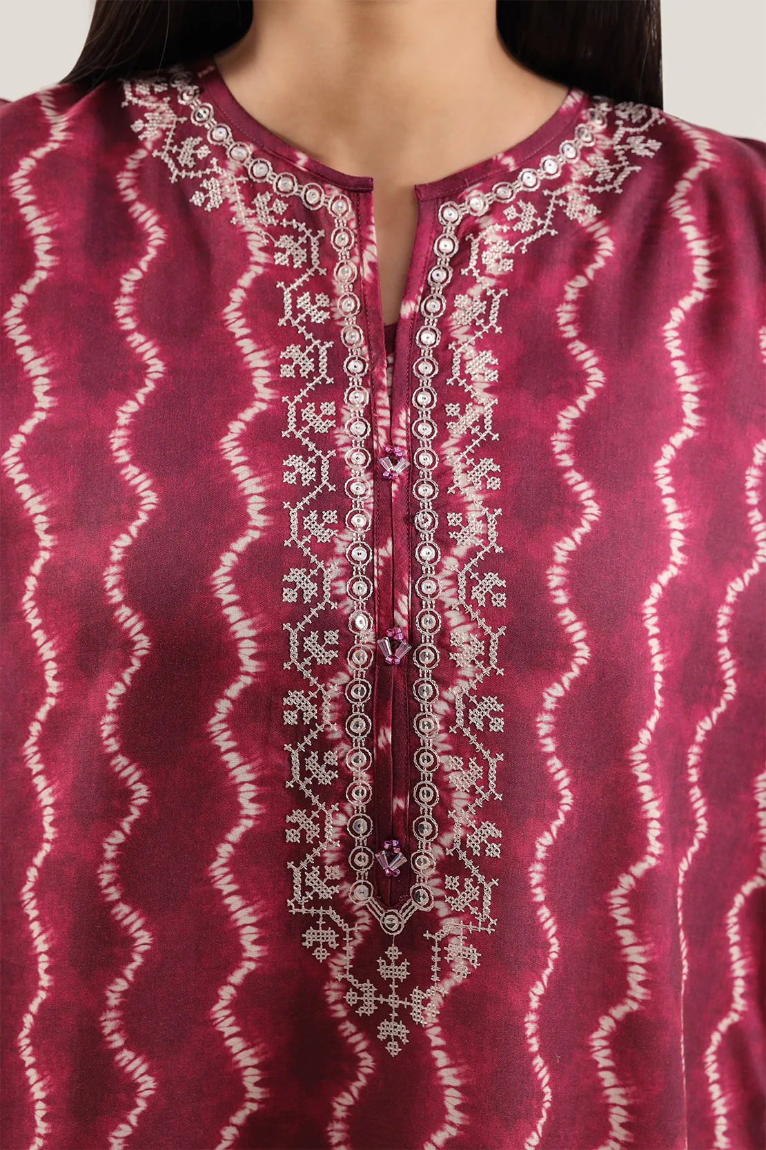 Printed Embroidered Arabic Lawn Stitched Dress - Image 3