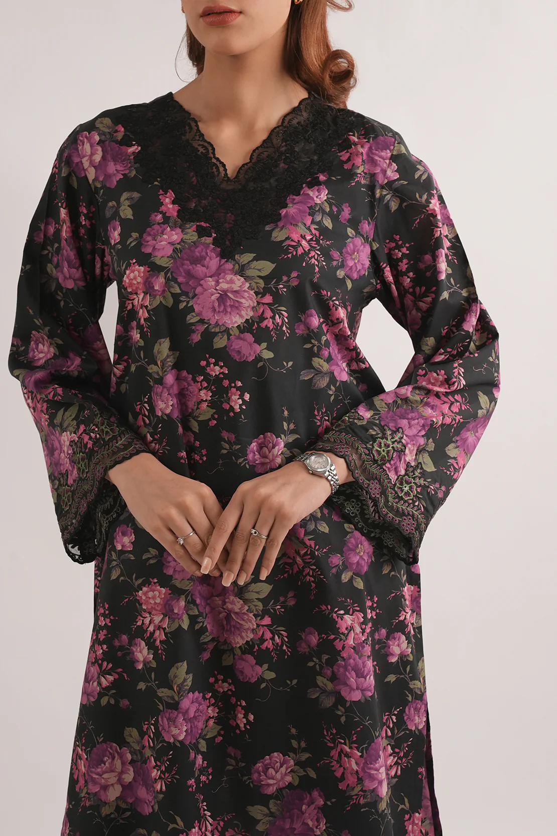 Printed Embroidered Cambric Stitched 2 Piece (Shirt/Trouser) - Image 4