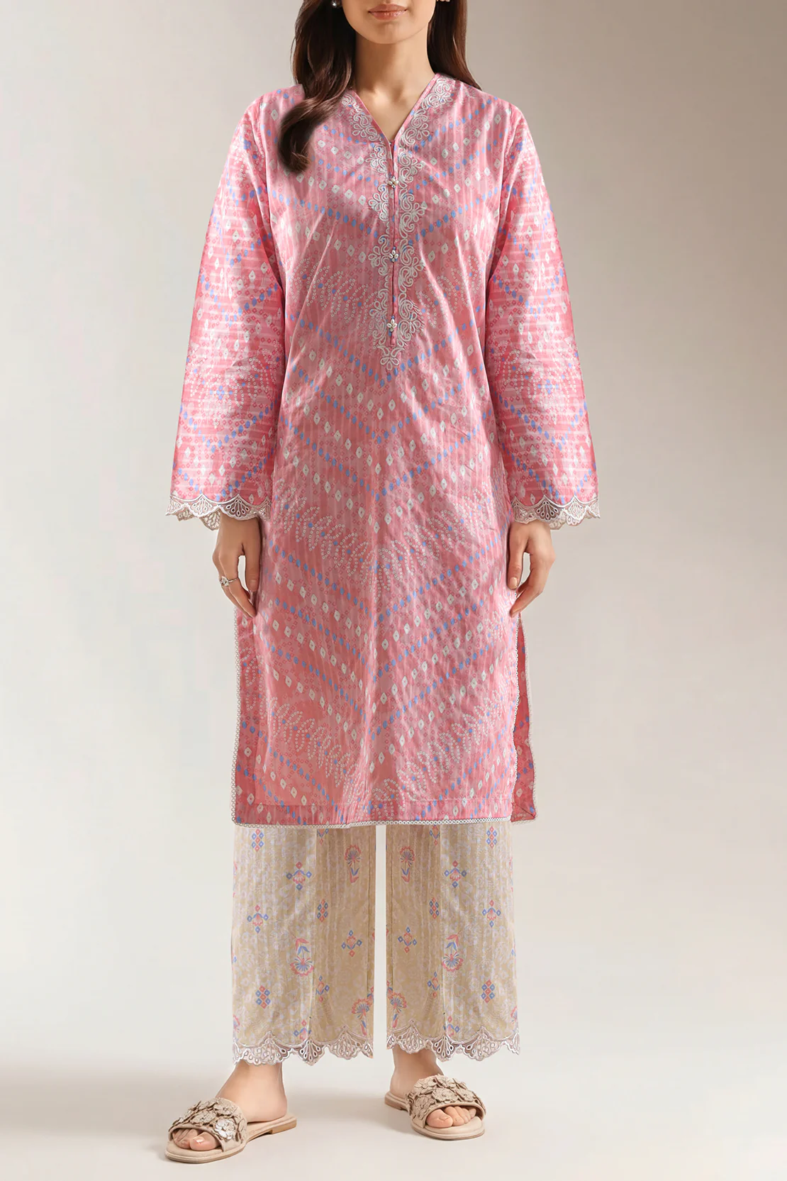 Printed Embroidered Cambric Stitched 2 Piece (Shirt/Trouser)