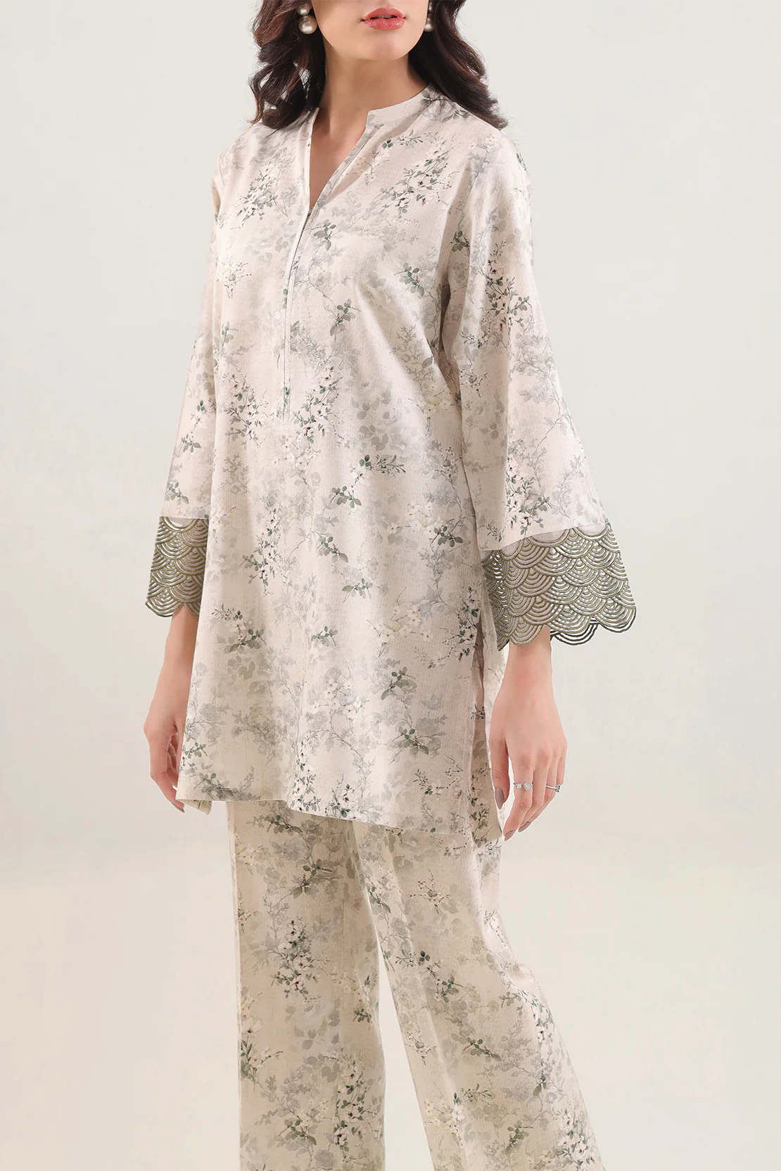 Printed Embroidered Cambric Stitched 2 Piece (Shirt/Trouser) - Image 2