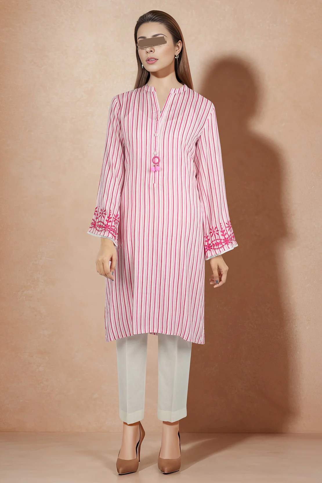 Printed Embroidered Cambric Stitched Shirt