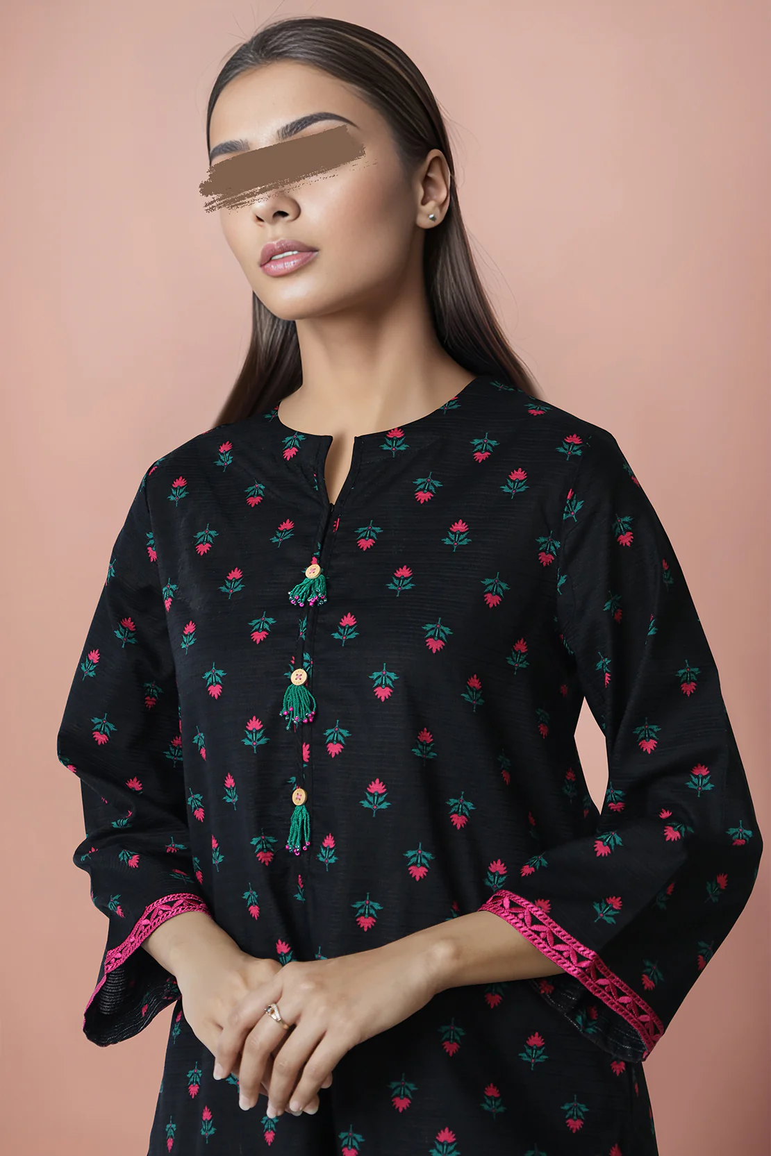 Printed Embroidered Cotton Dobby Stitched 2 Piece (Shirt/Trouser) - Image 3