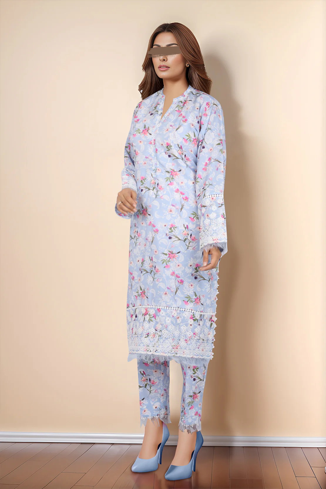 Printed Embroidered Cotton Filament Stitched 2 Piece (Shirt/Trouser) - Image 2