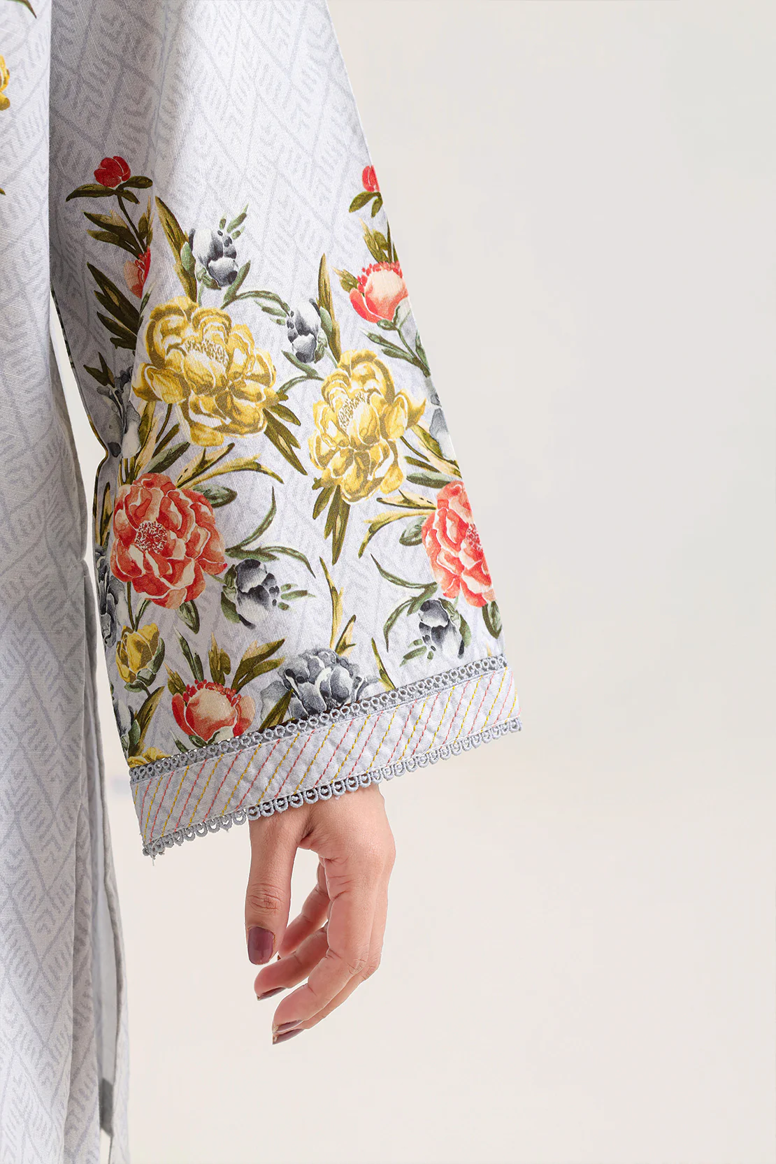 Printed Embroidered Khaddar Stitched Shirt - Image 4