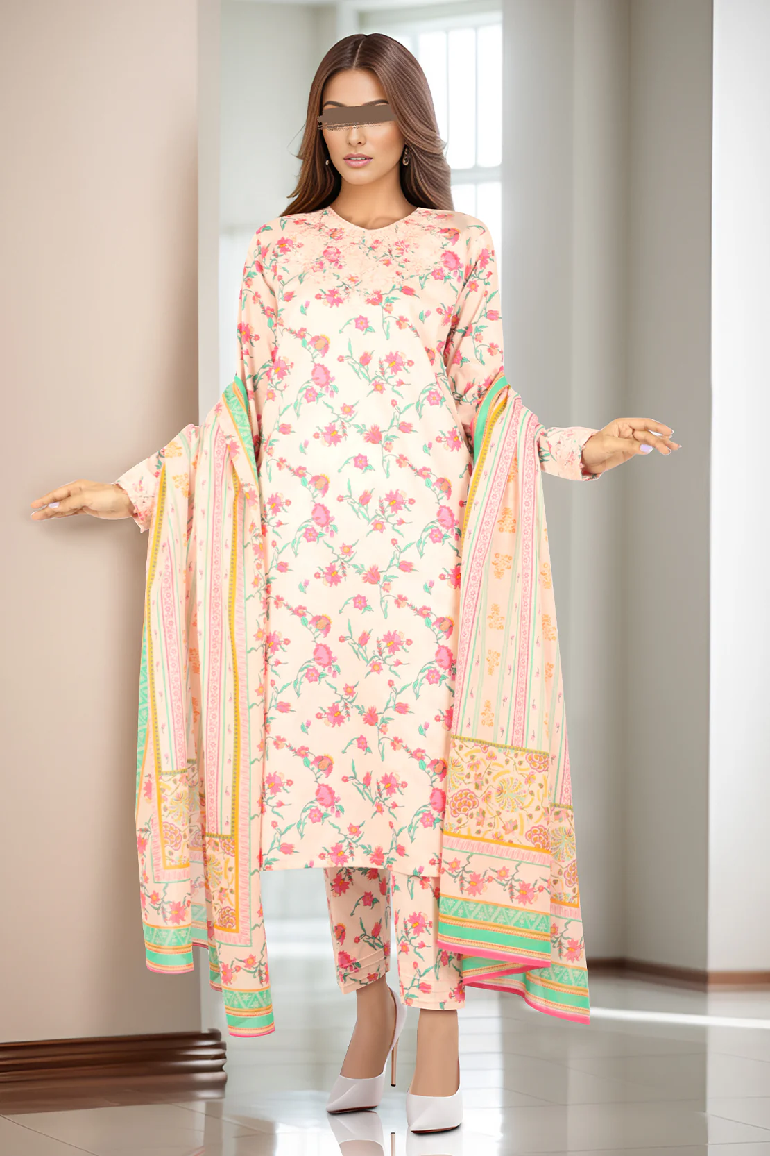 Printed Embroidered Lawn Stitched 2 Piece (Shirt/Trouser) - Image 2