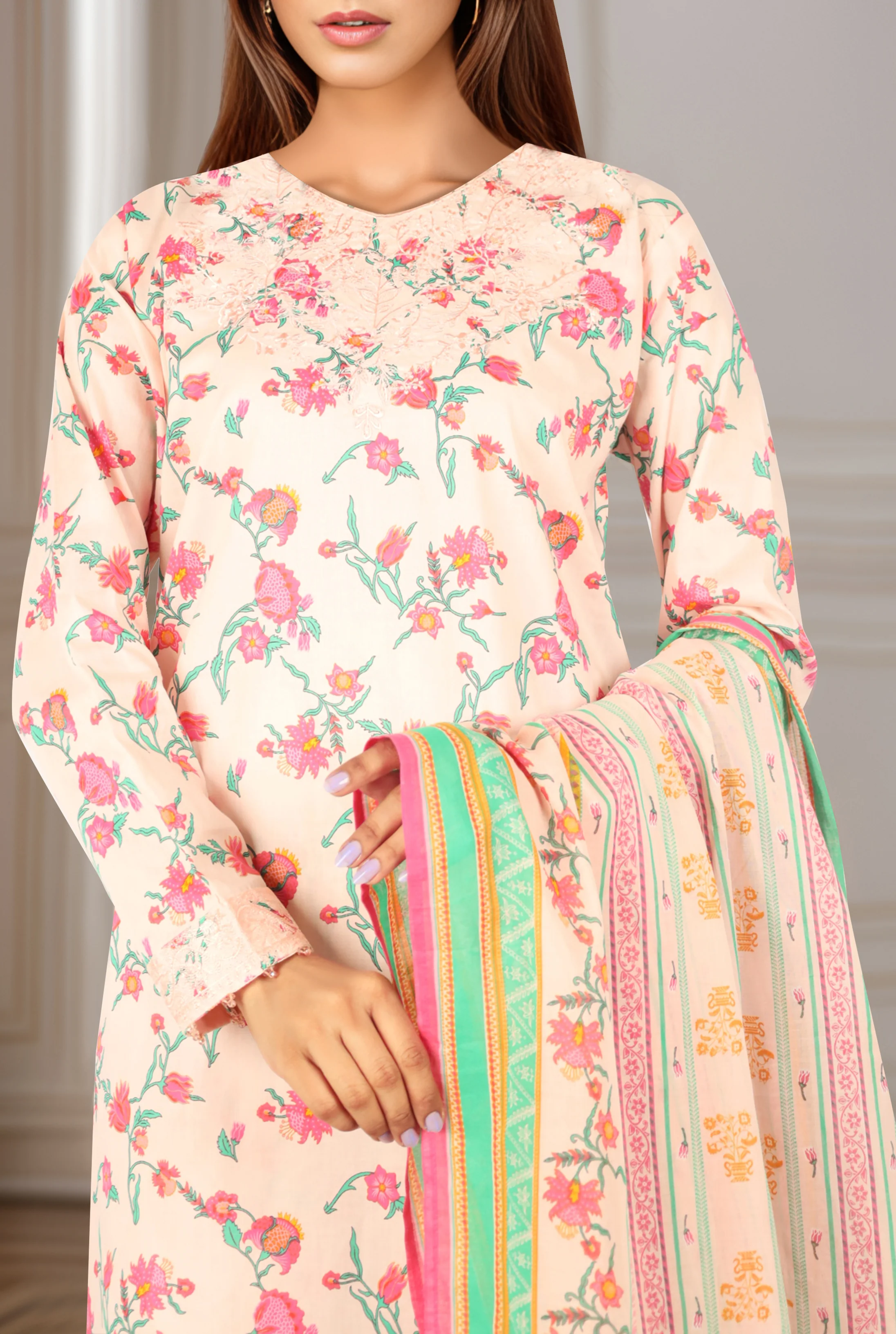 Printed Embroidered Lawn Stitched 3 Piece