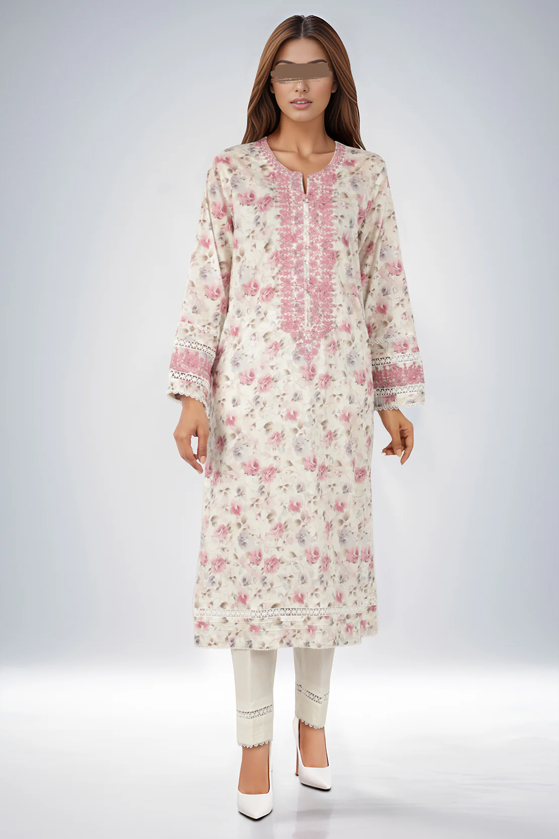 Printed Embroidered Lawn Stitched 3 Piece - Image 3