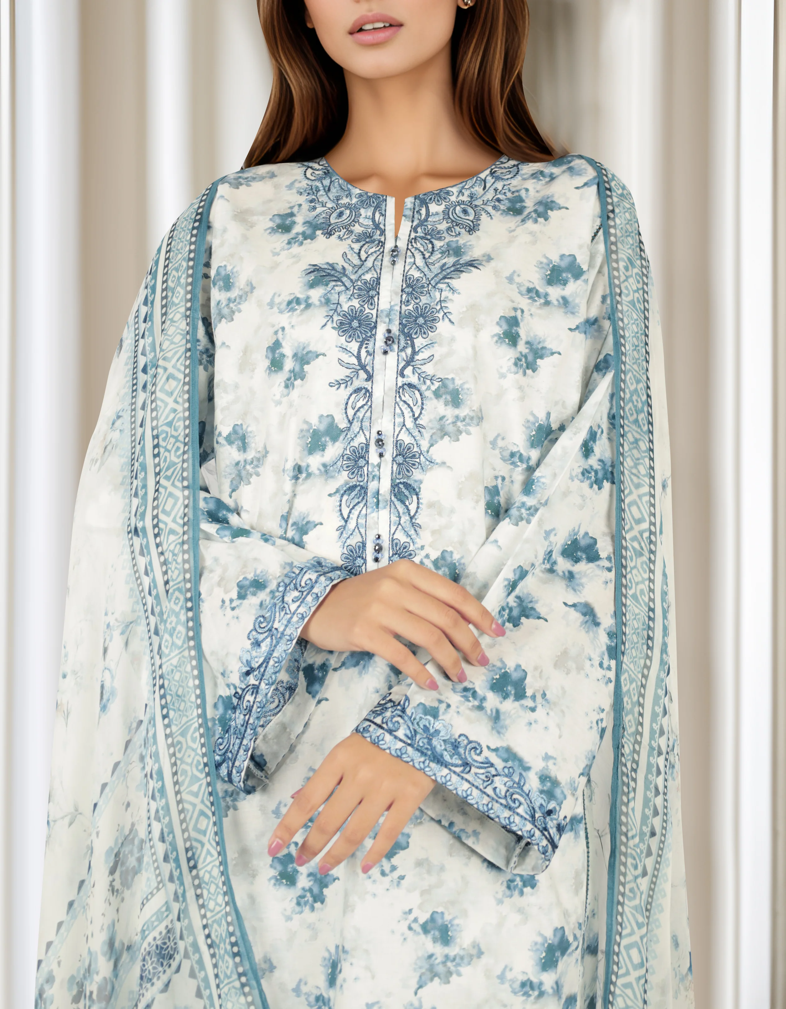 Printed Embroidered Lawn Stitched 3 Piece