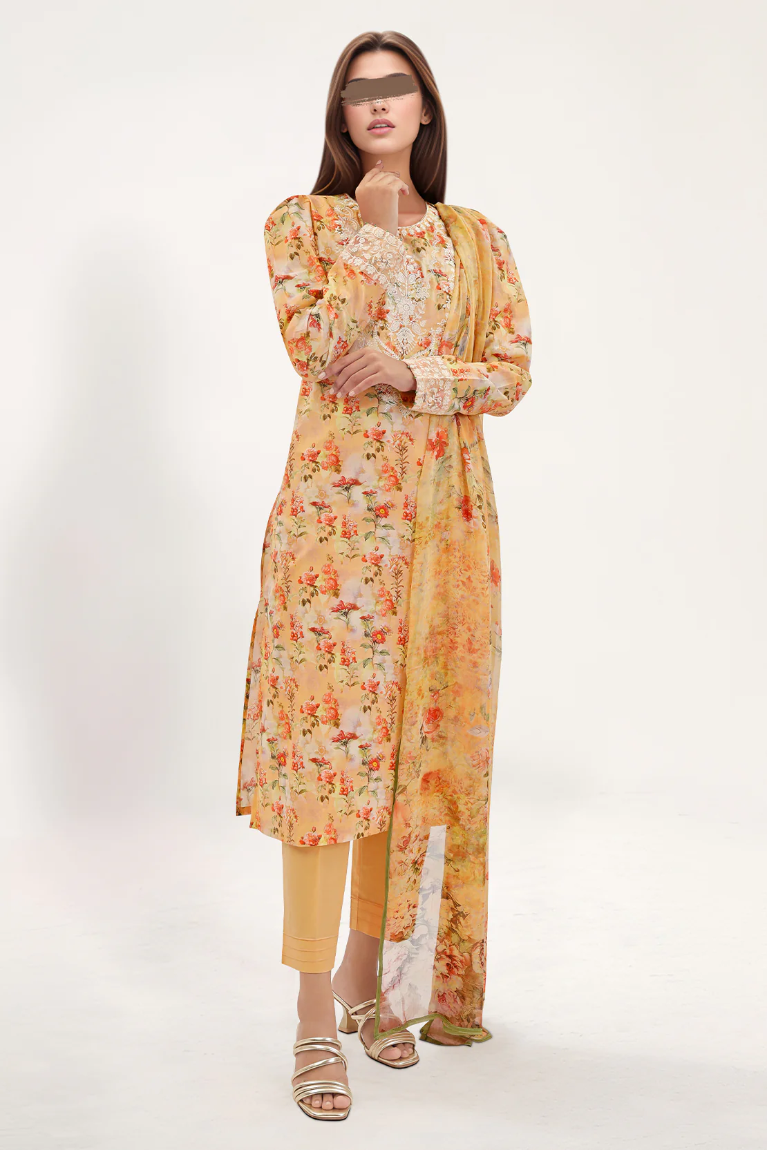Printed Embroidered Lawn Stitched 3 Piece - Image 2